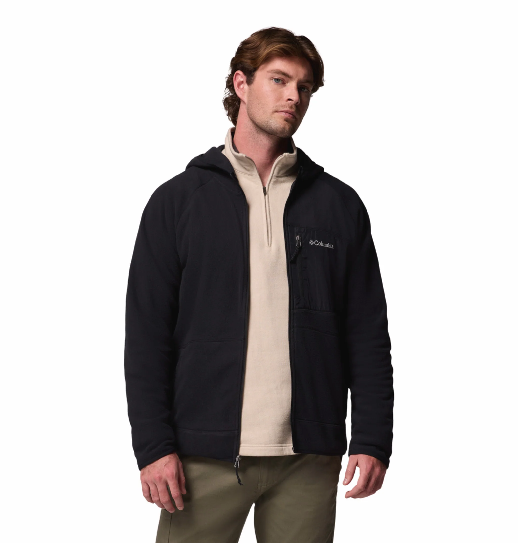 Columbia Men Black Fast Trek Overlay Fleece Jacket - Image 7