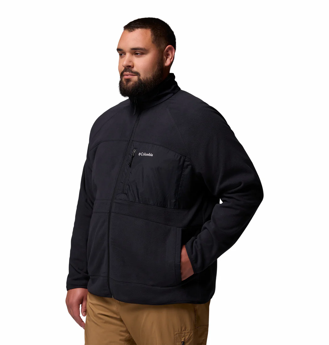 Columbia Men Black Fast Trek Overlay Full Zip Fleece Jacket (Plus Size) - Image 4