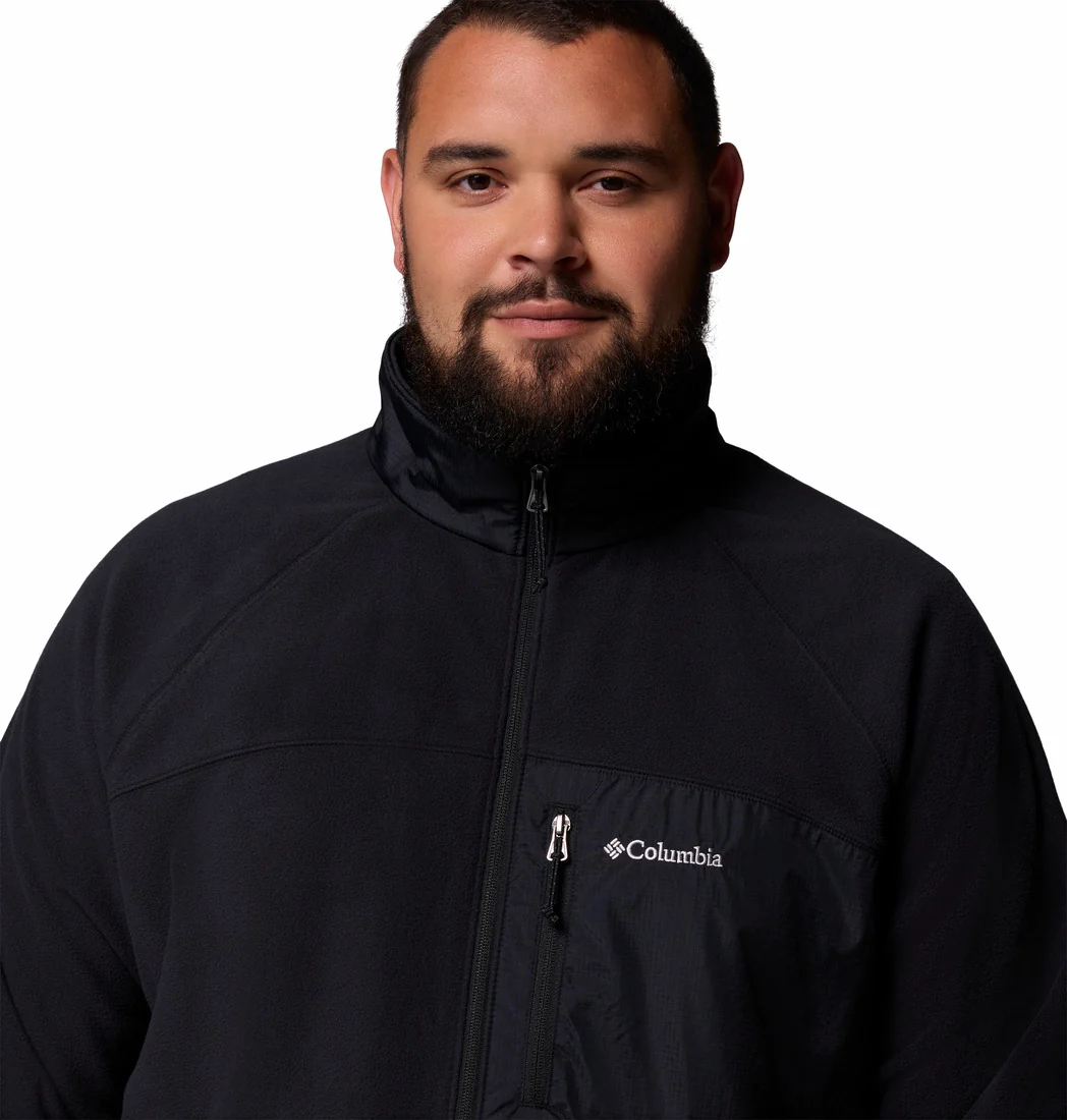 Columbia Men Black Fast Trek Overlay Full Zip Fleece Jacket (Plus Size) - Image 6