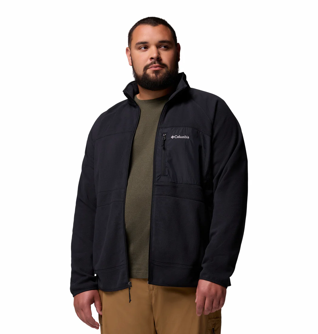 Columbia Men Black Fast Trek Overlay Full Zip Fleece Jacket (Plus Size) - Image 7