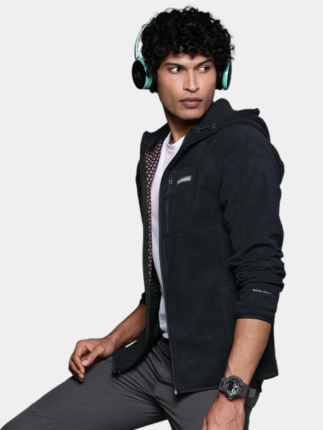 Columbia Men Black M Outdoor Tracks Hooded Full Zip - Image 10