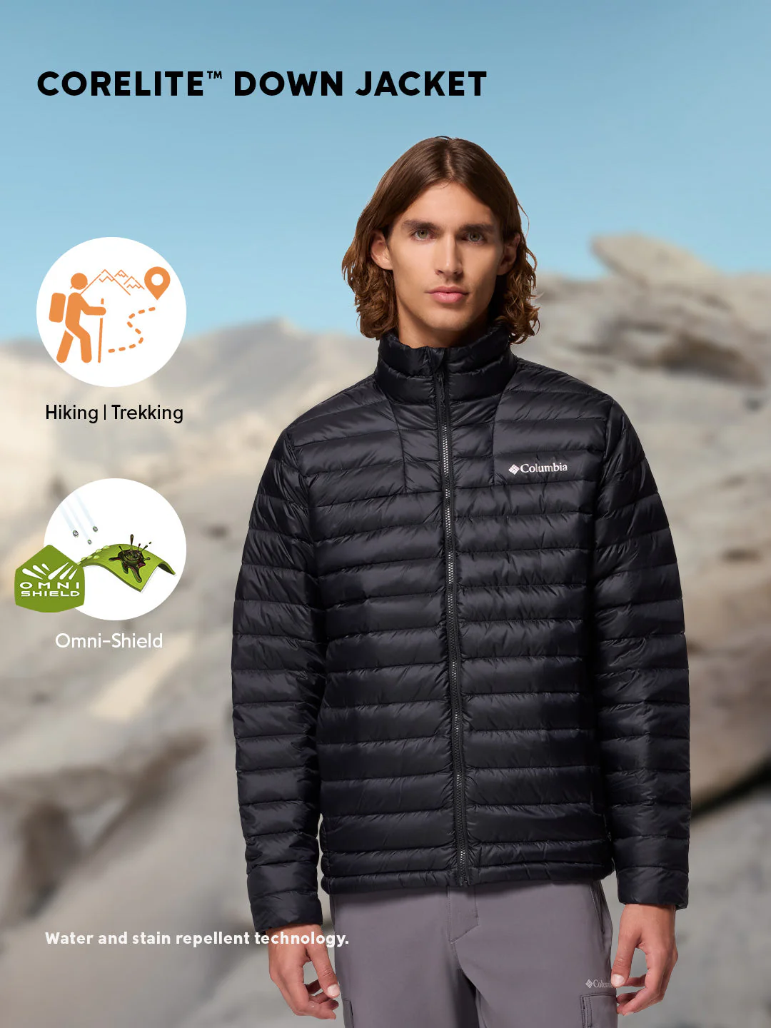 Columbia Men Black Omni-Shield Corelite Down Jacket - Image 2
