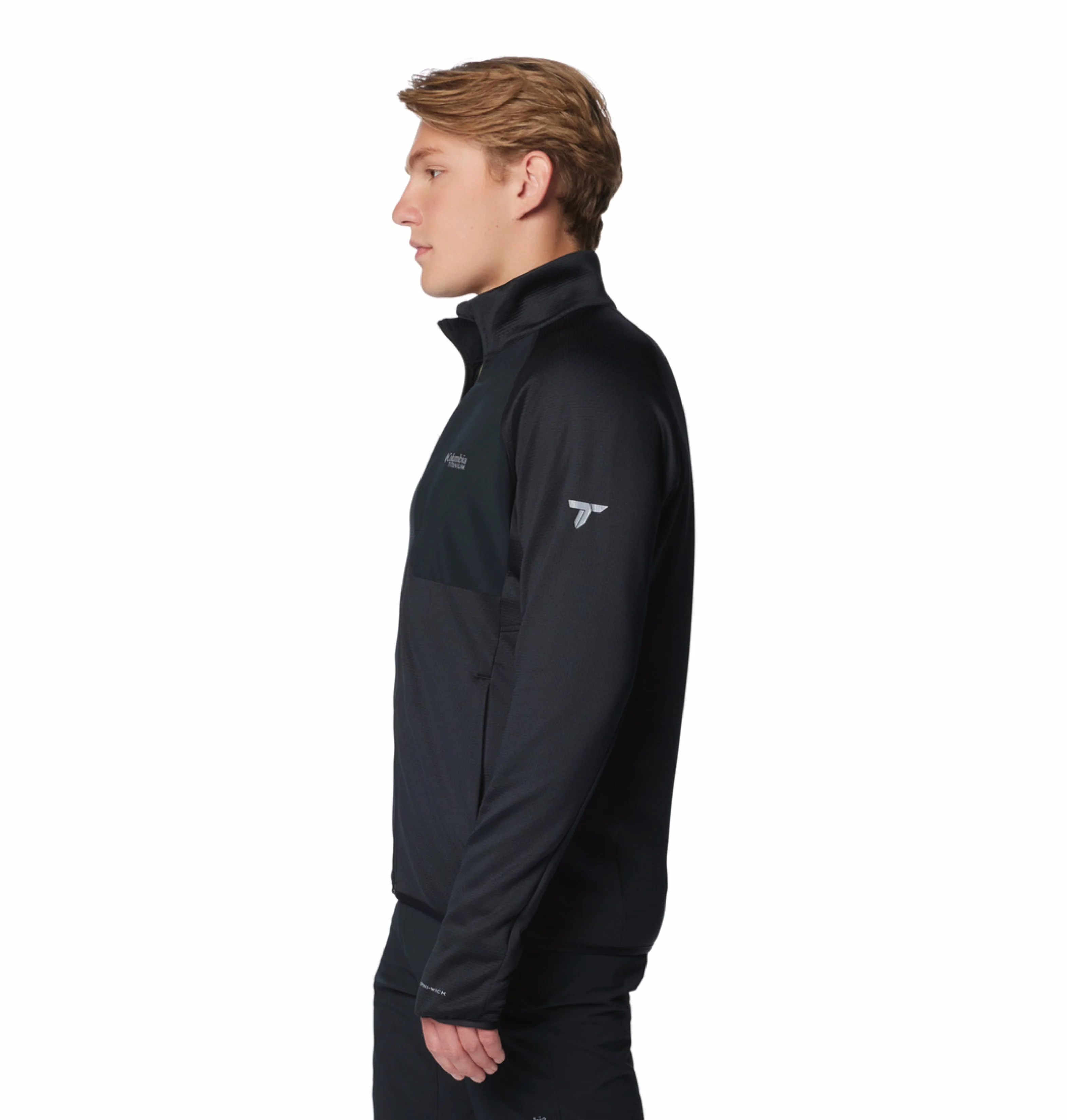 Columbia Men Black Omni-Wick Triple Canyon Grid Fleece Jacket (Plus Size) - Image 3