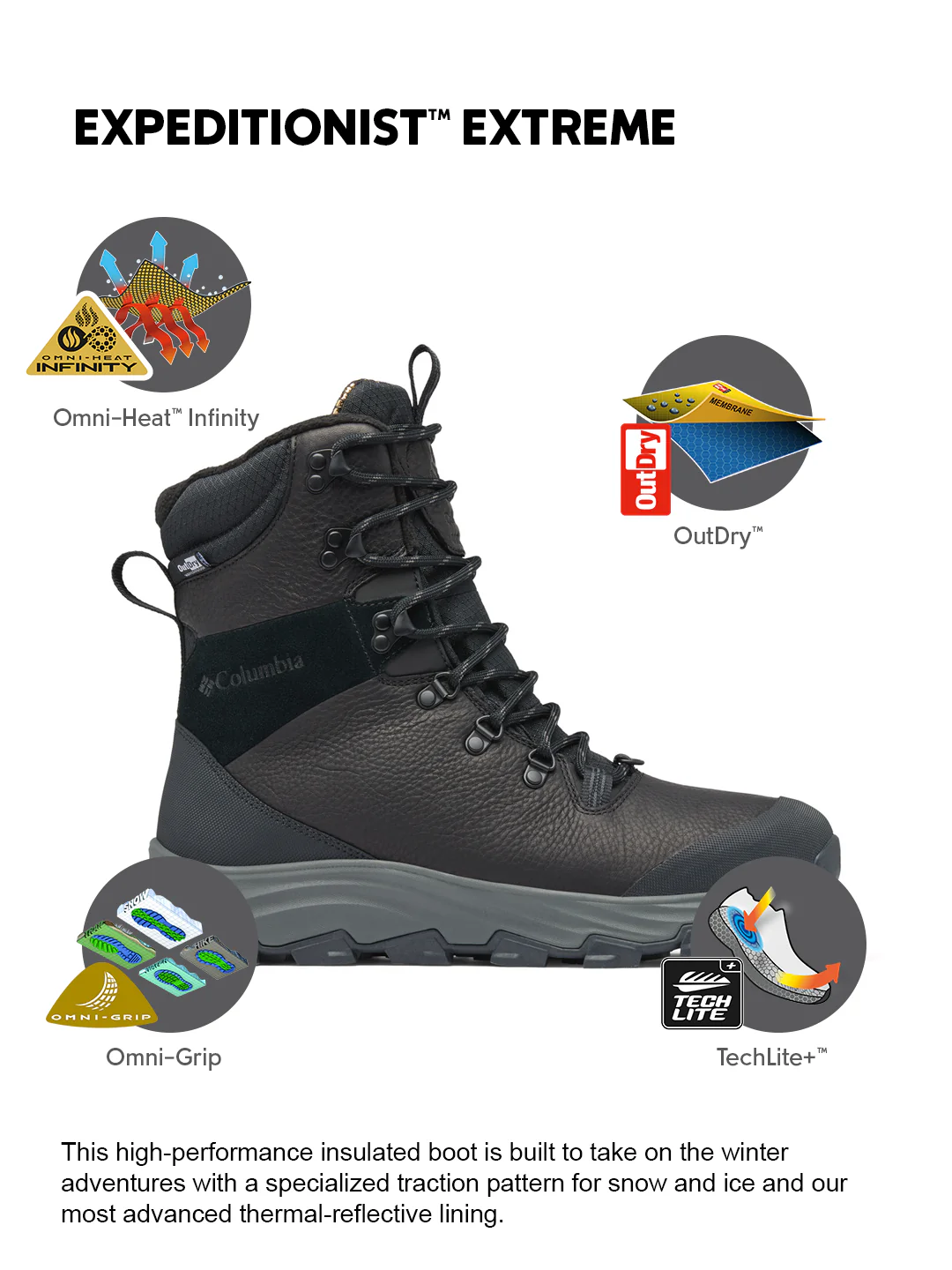 Columbia Men Black OmniGrip Ice Expeditionist Extreme Waterproof Snow Sports Boots - Image 2