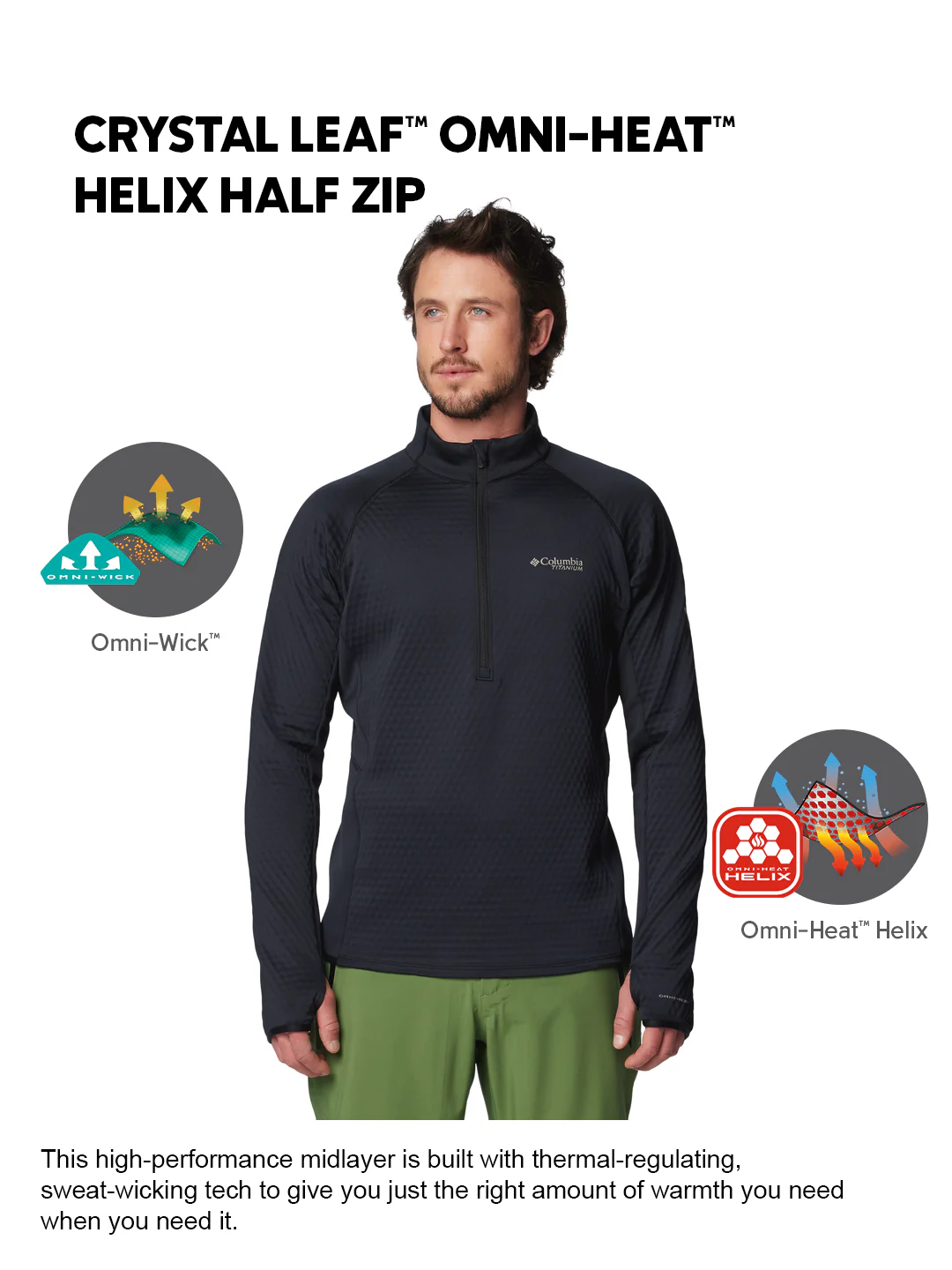 Columbia Men Black OmniHeat Helix Crystal Leaf Pullover - Image 2