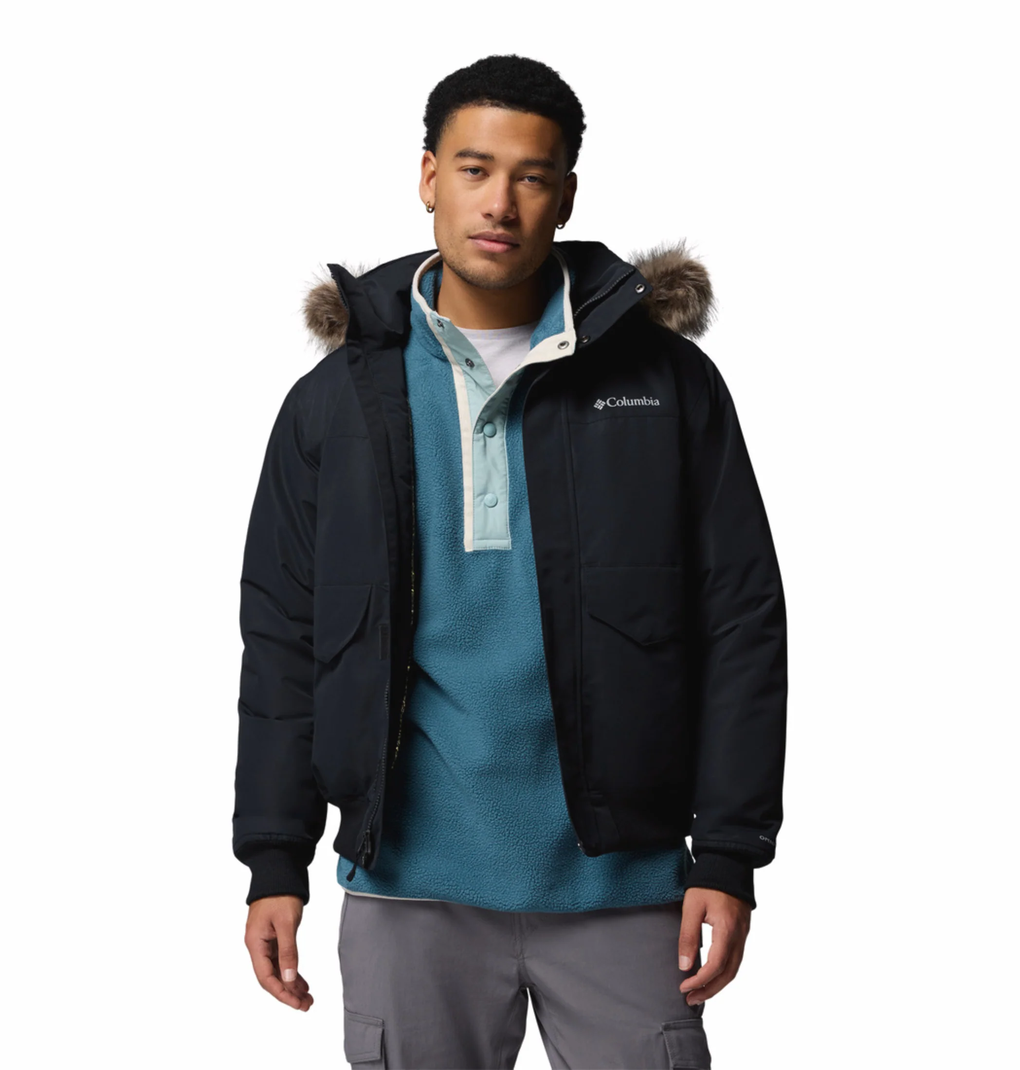 Columbia Men Black OmniHeat Infinity Cape Ridge Bomber Down Jacket - Image 7