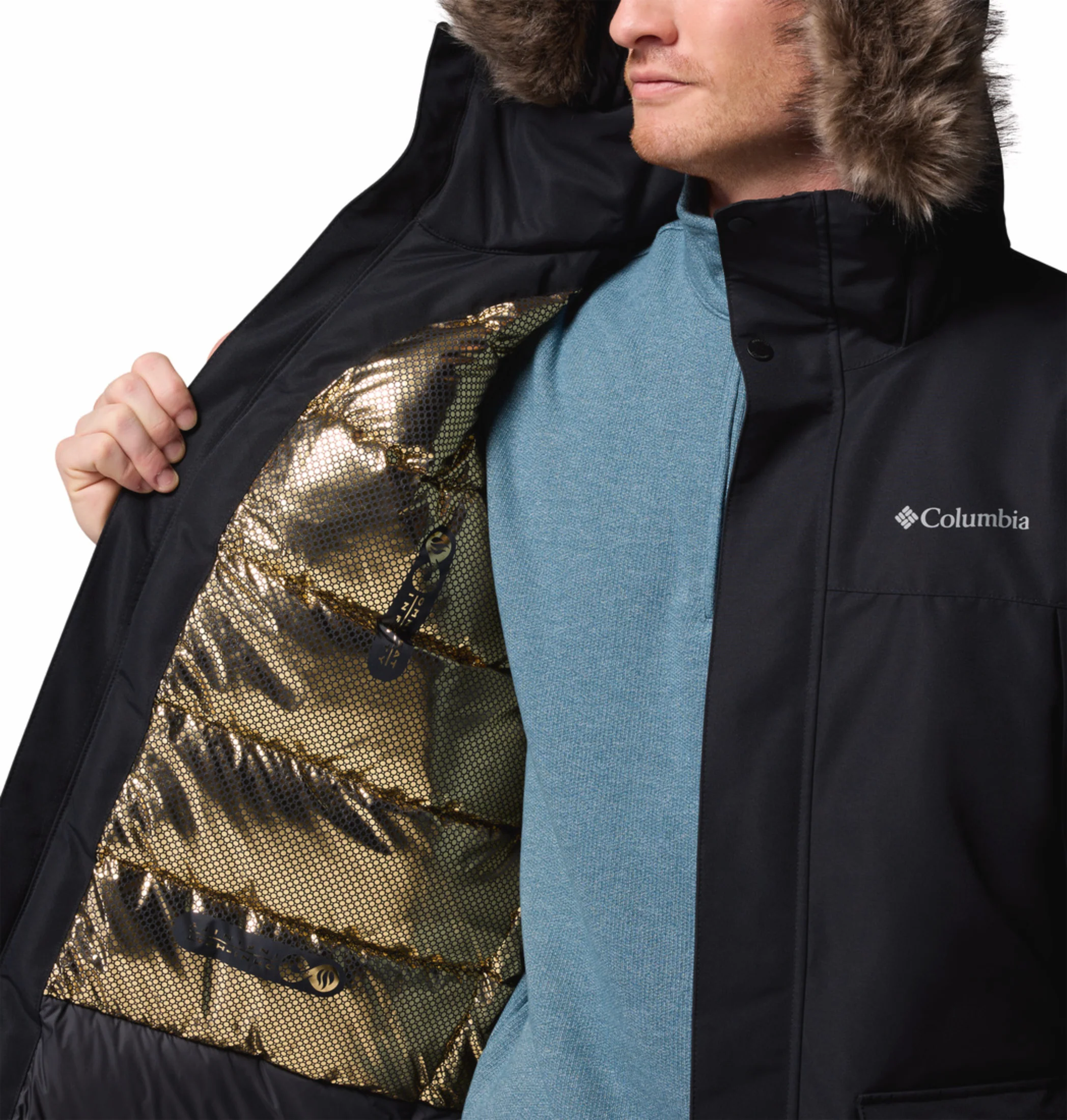 Columbia Men Black OmniHeat Infinity Cape Ridge Parka Jacket - Image 8