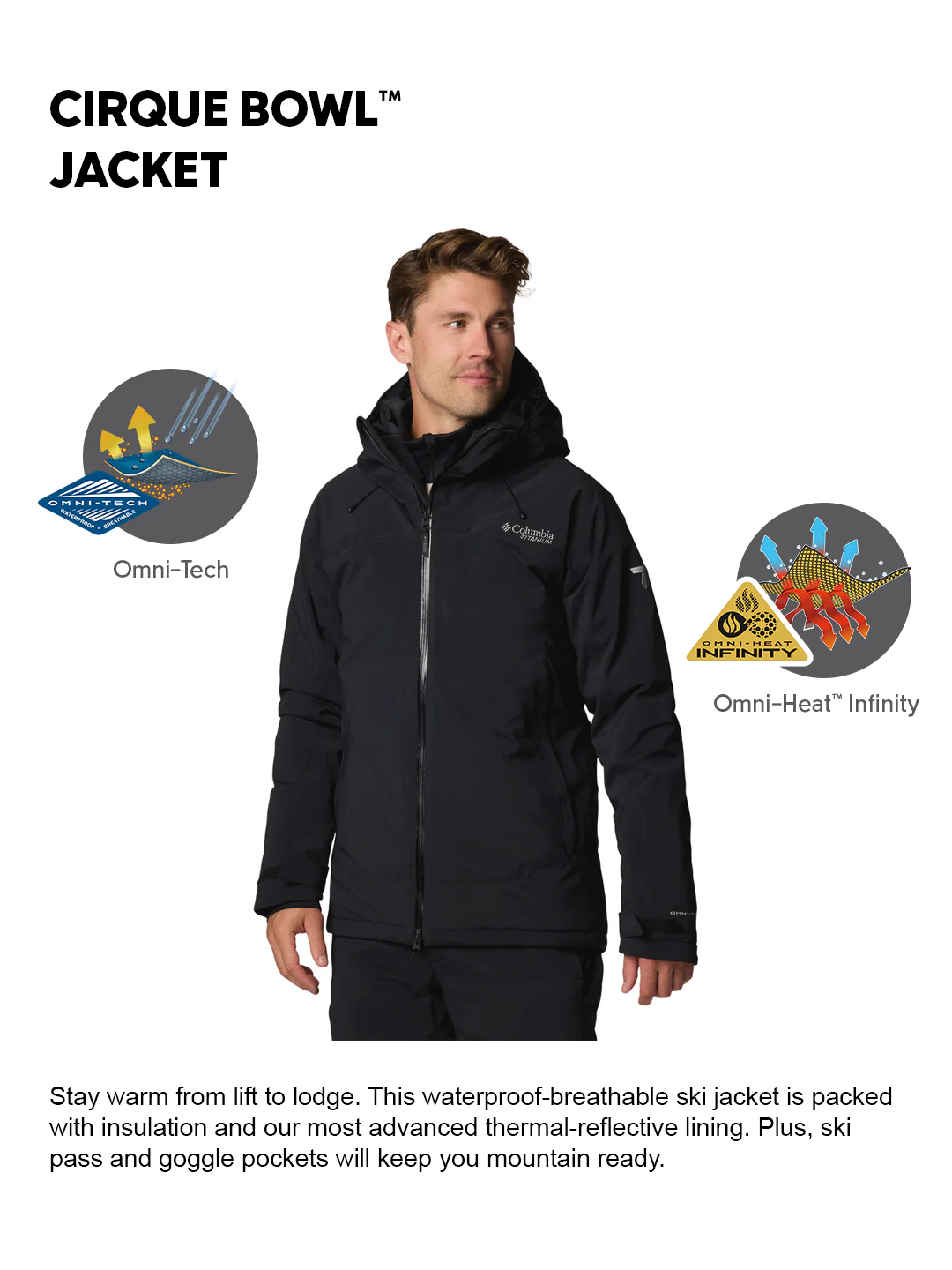 Columbia Men Black OmniHeat Infinity Cirque Bowl Down Jacket - Image 2