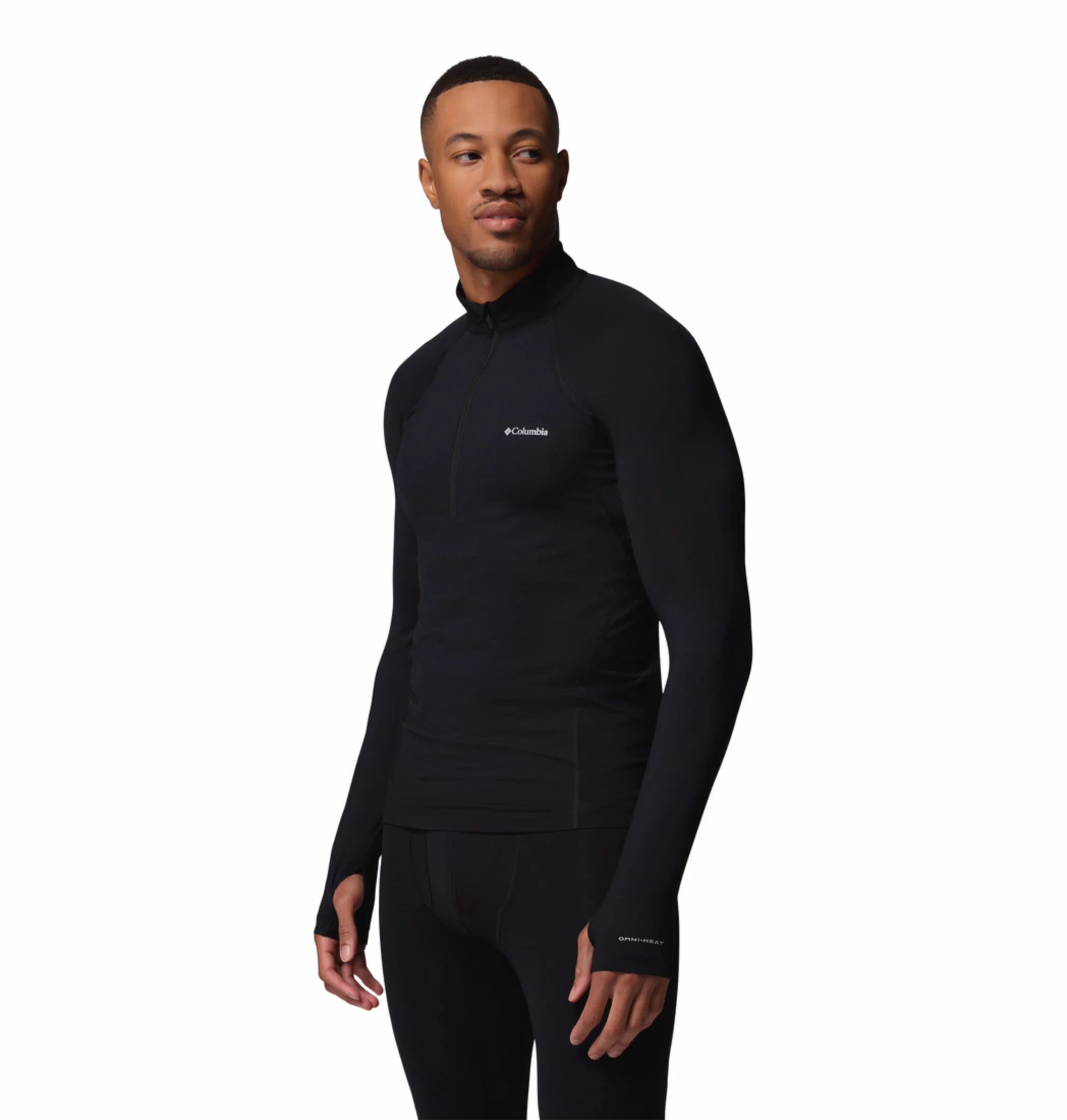 Columbia Men Black OmniHeat Reflective Midweight Stretch Long Sleeve Half Zip Thermal Top - Image 5