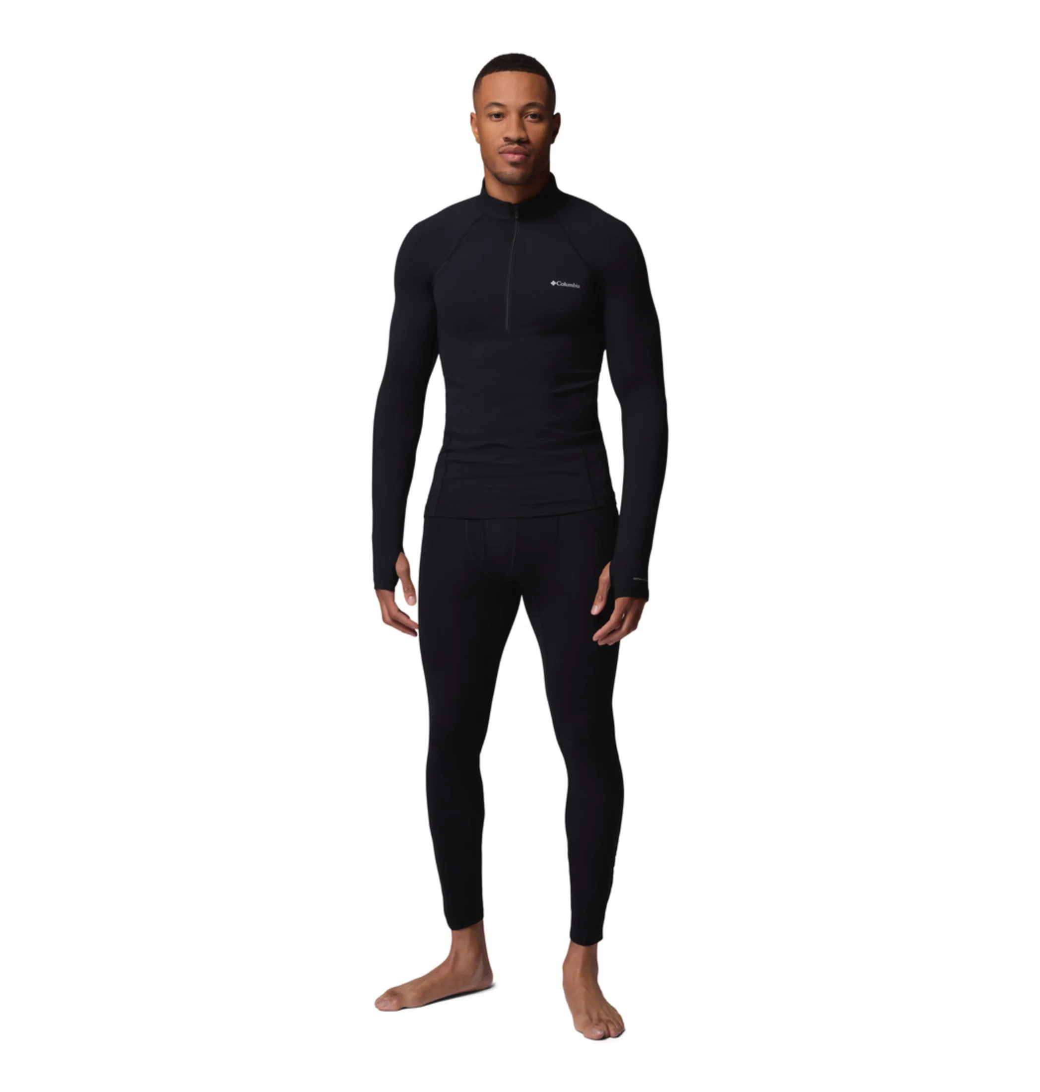 Columbia Men Black OmniHeat Reflective Midweight Stretch Long Sleeve Half Zip Thermal Top - Image 6