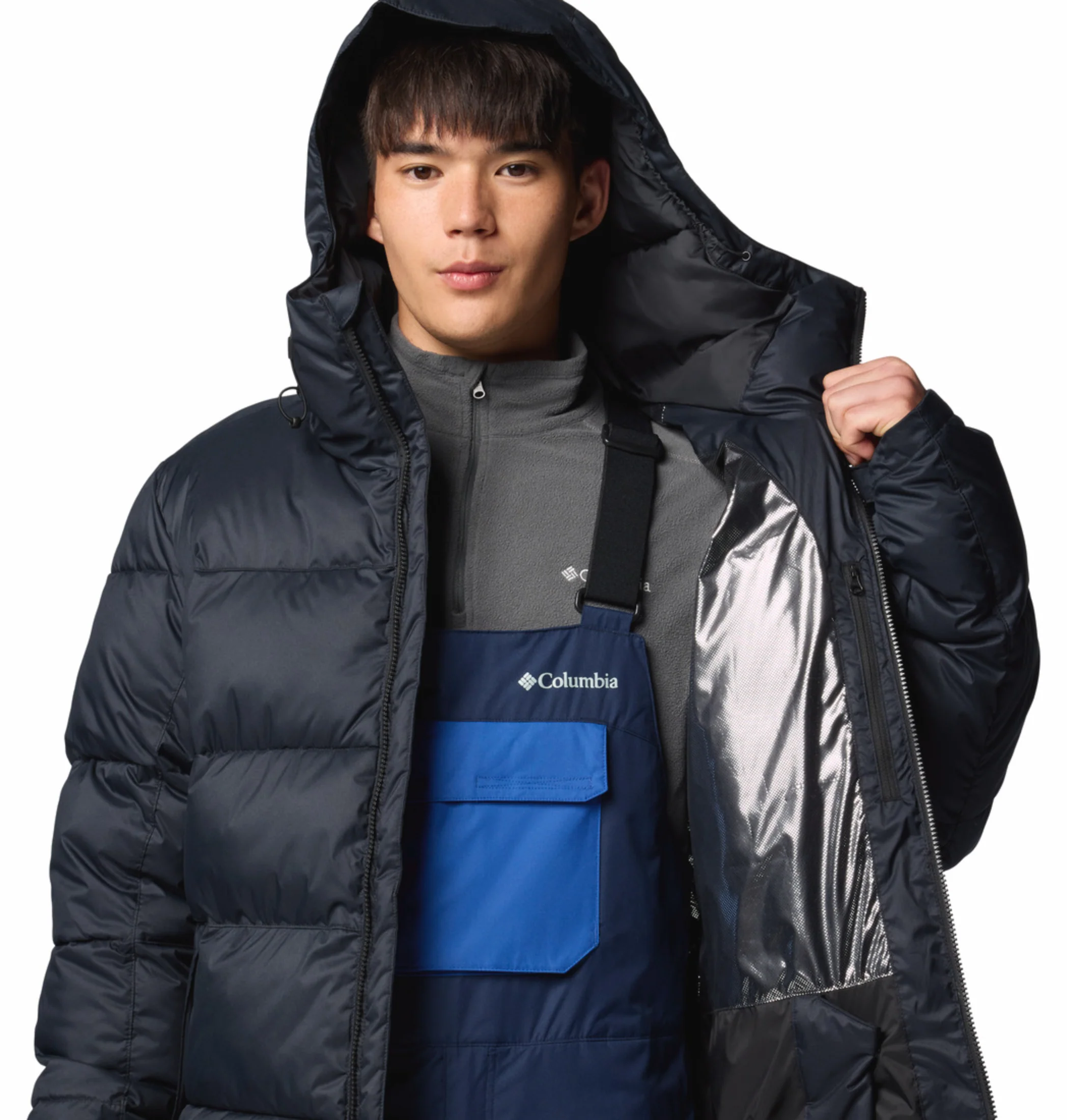 Columbia Men Black OmniHeat Reflective Slope Style Down Jacket - Image 7