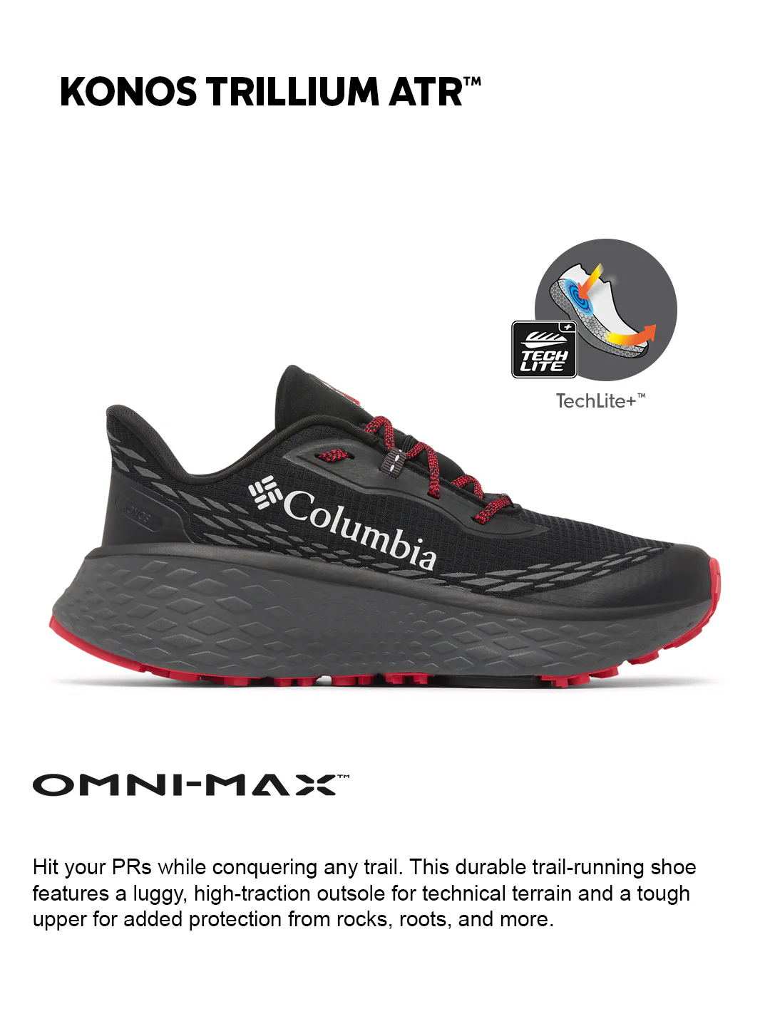 Columbia Men Black OmniMax Konos Trillium ATR Trail Running Shoes - Image 2