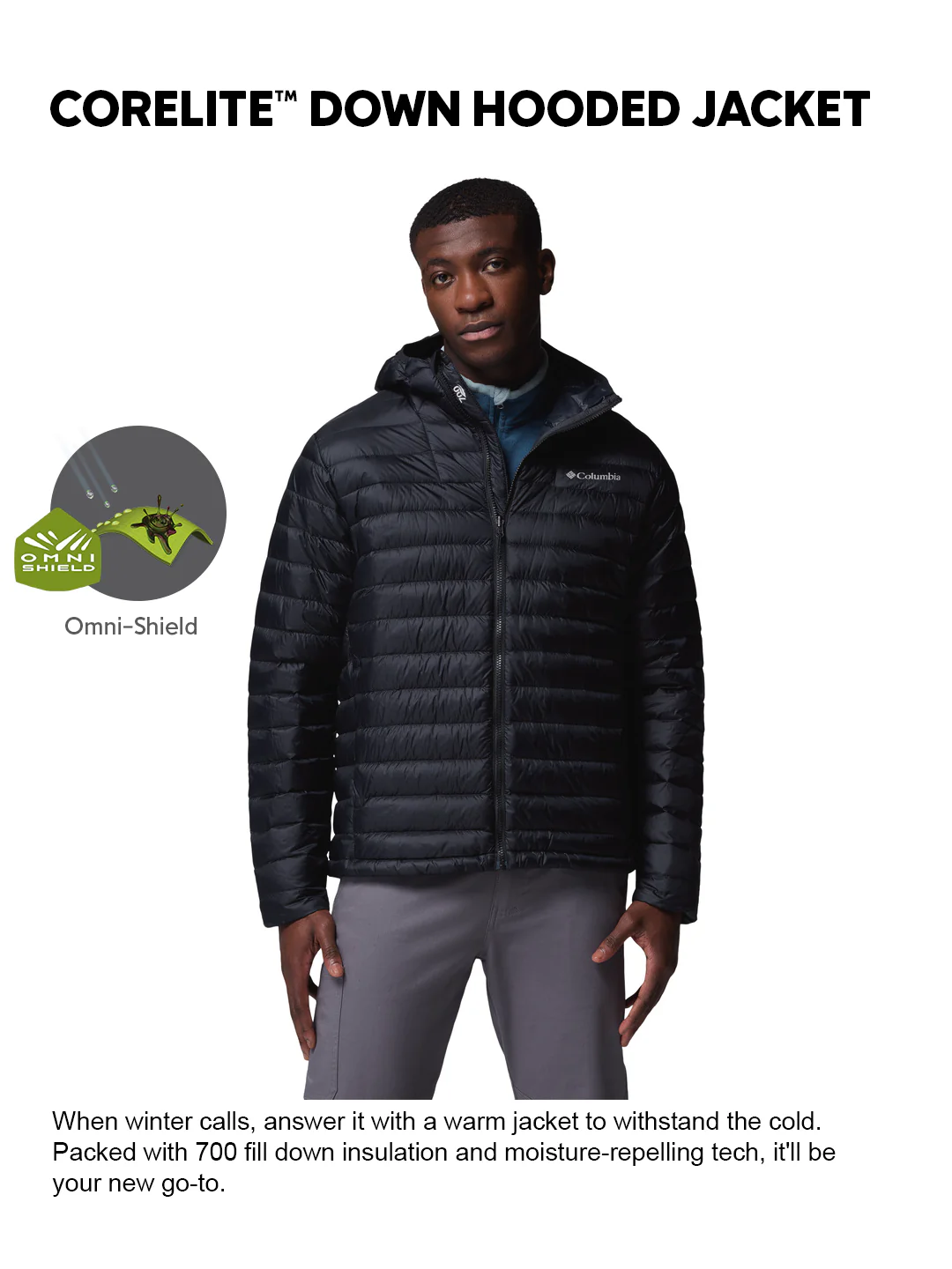 Columbia Men Black OmniShield Corelite Down Jacket - Image 2