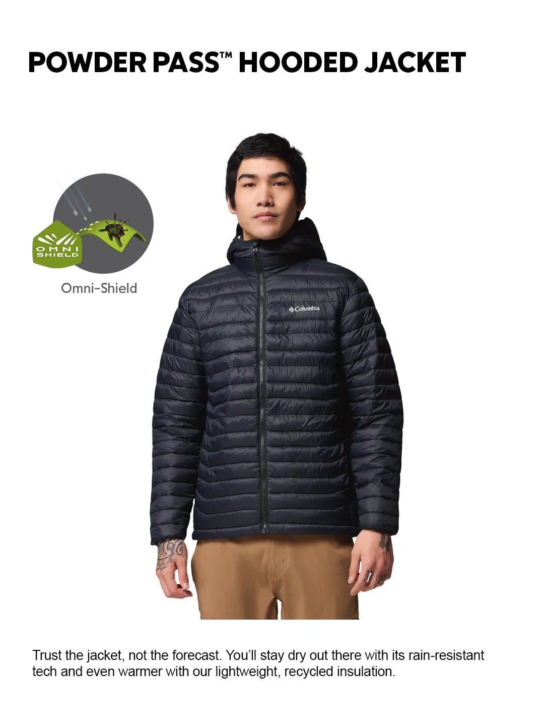 Columbia Men Black OmniShield Powder Pass Down Jacket - Image 2