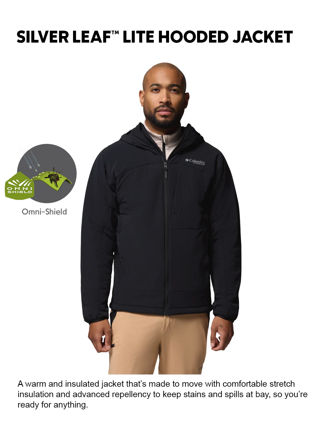 Columbia Men Black OmniShield Silver Leaf Lite Down Jacket - Image 2