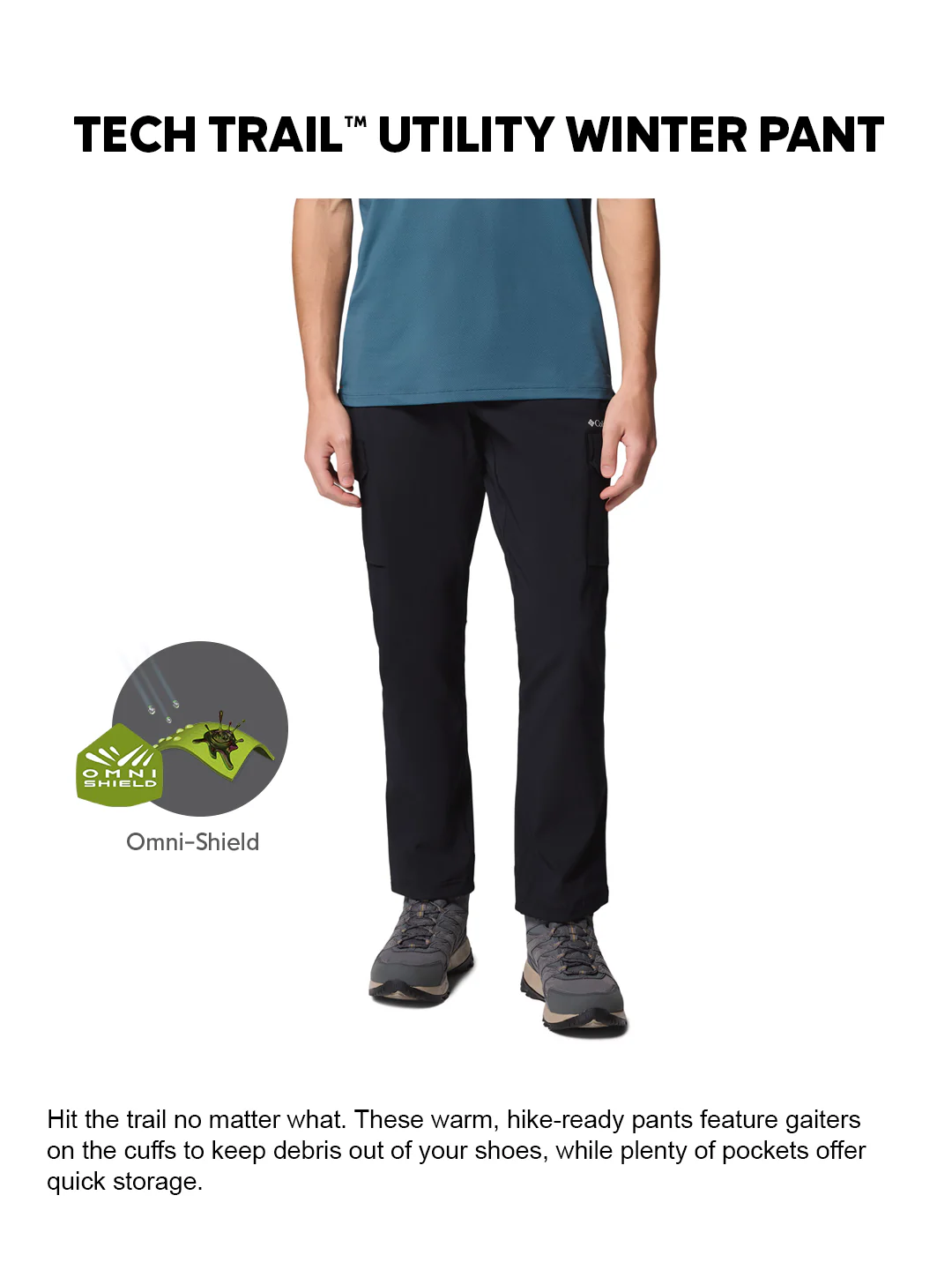 Columbia Men Black OmniShield Tech Trail Utility Warm Pant - Image 2