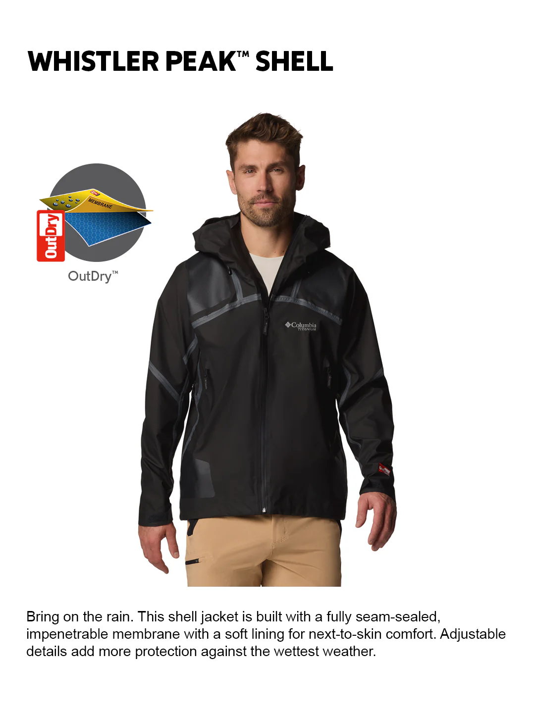 Columbia Men Black OutDry Extreme Whistler Peak Shell Rain Jacket - Image 2