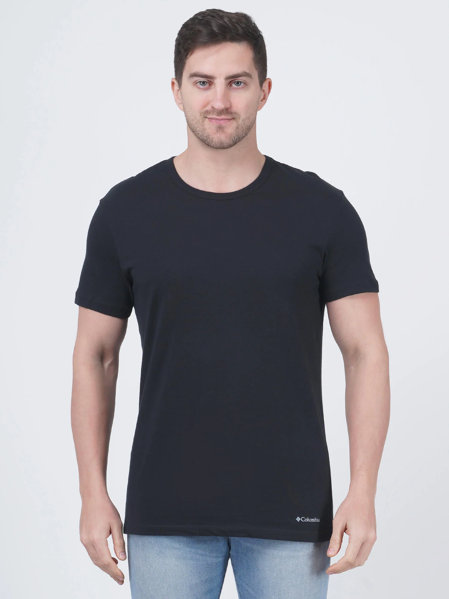 Columbia Men Black 100% Pure Cotton Crew-Neck Tee Classic Fit 3 Pack Solid (Non Returnable) - Image 2