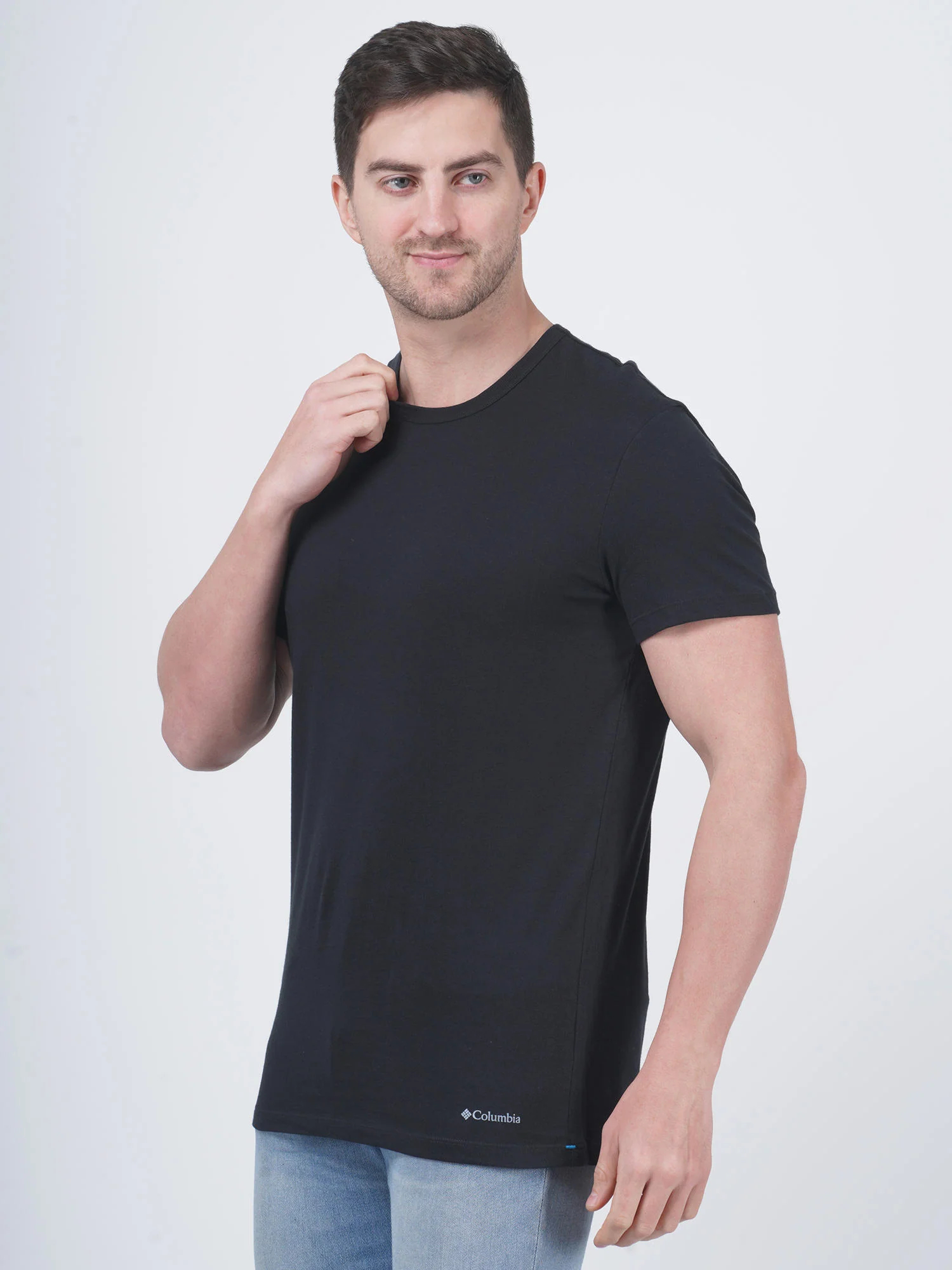 Columbia Men Black 100% Pure Cotton Crew-Neck Tee Classic Fit 3 Pack Solid (Non Returnable) - Image 3