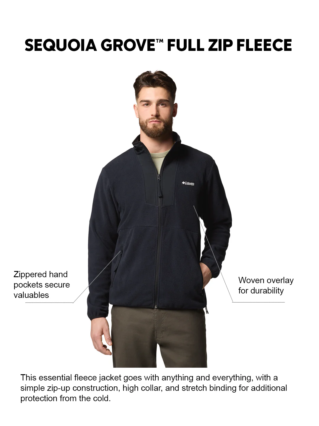Columbia Men Black Sequoia Grove Fleece Jacket - Image 2