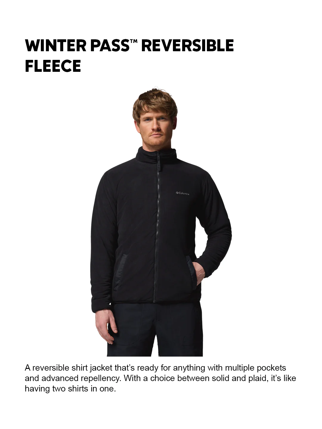 Columbia Men Black Winter Pass Reversible Fleece Jacket - Image 2