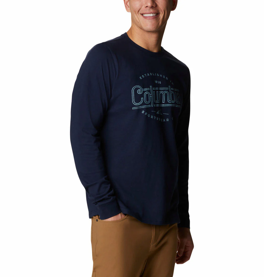 Columbia Men Blue Brighton Woods Graphic Long Sleeve - Image 4