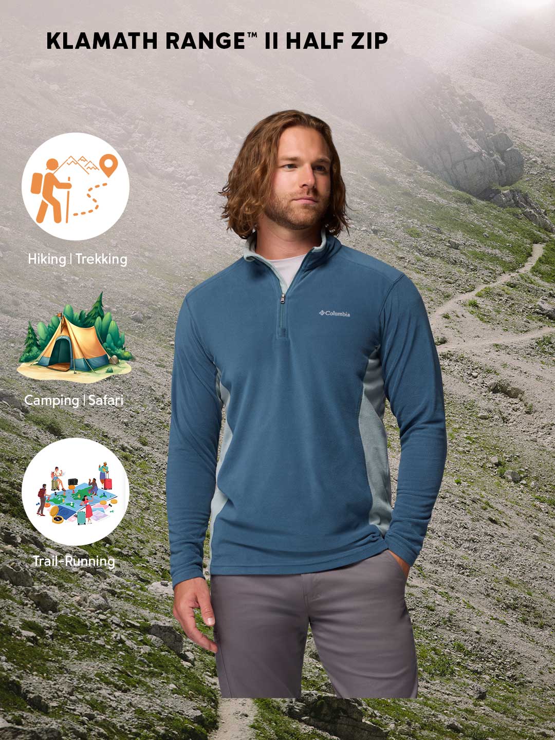 Columbia Men Blue Klamath Range II Pullover - Image 2