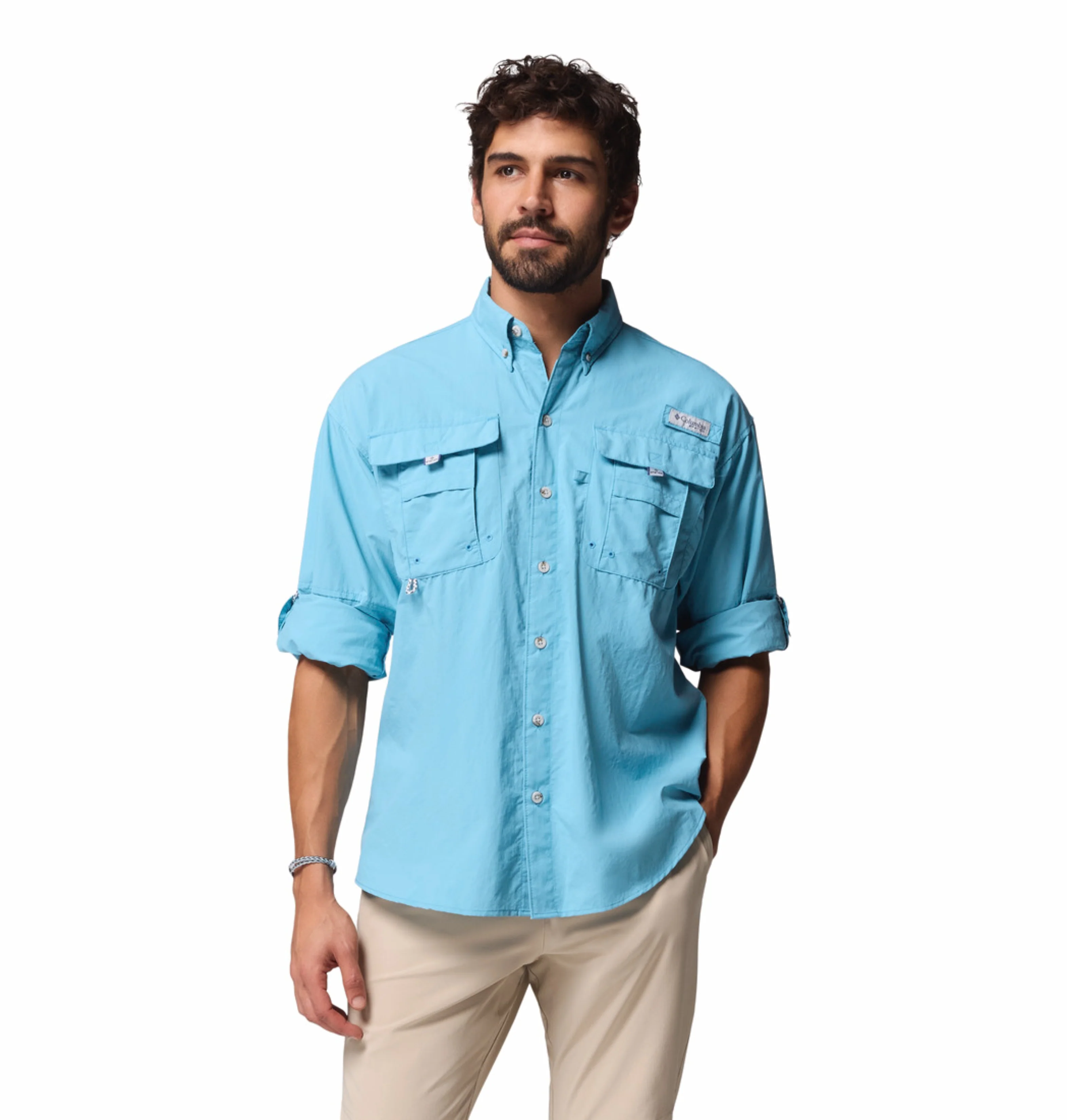 Columbia Men Blue Omni-Shade Bahama II Long Sleeve Shirt - Image 7