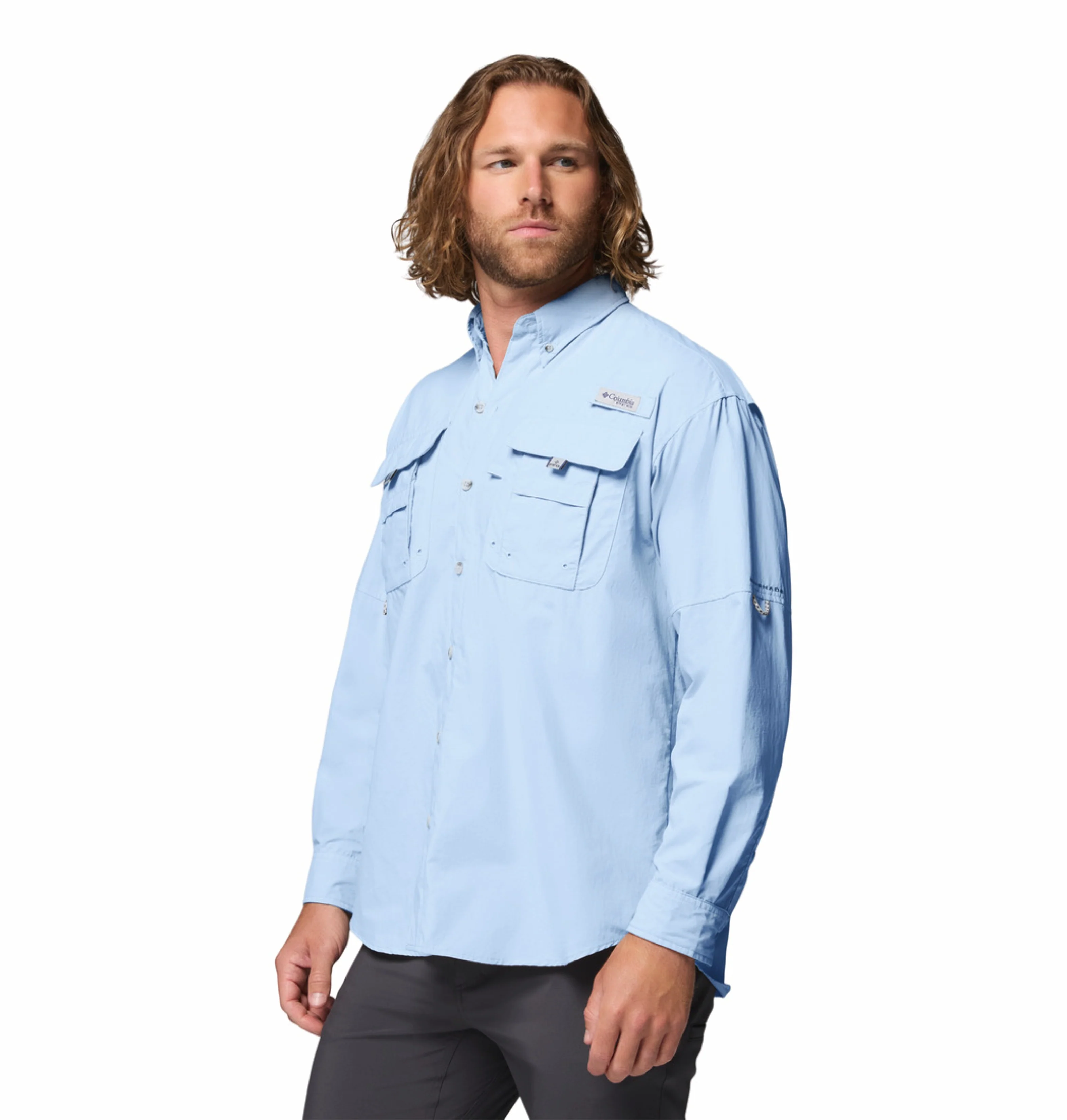 Columbia Men Blue Omni-Shade Bahama II Long Sleeve Shirt - Image 5
