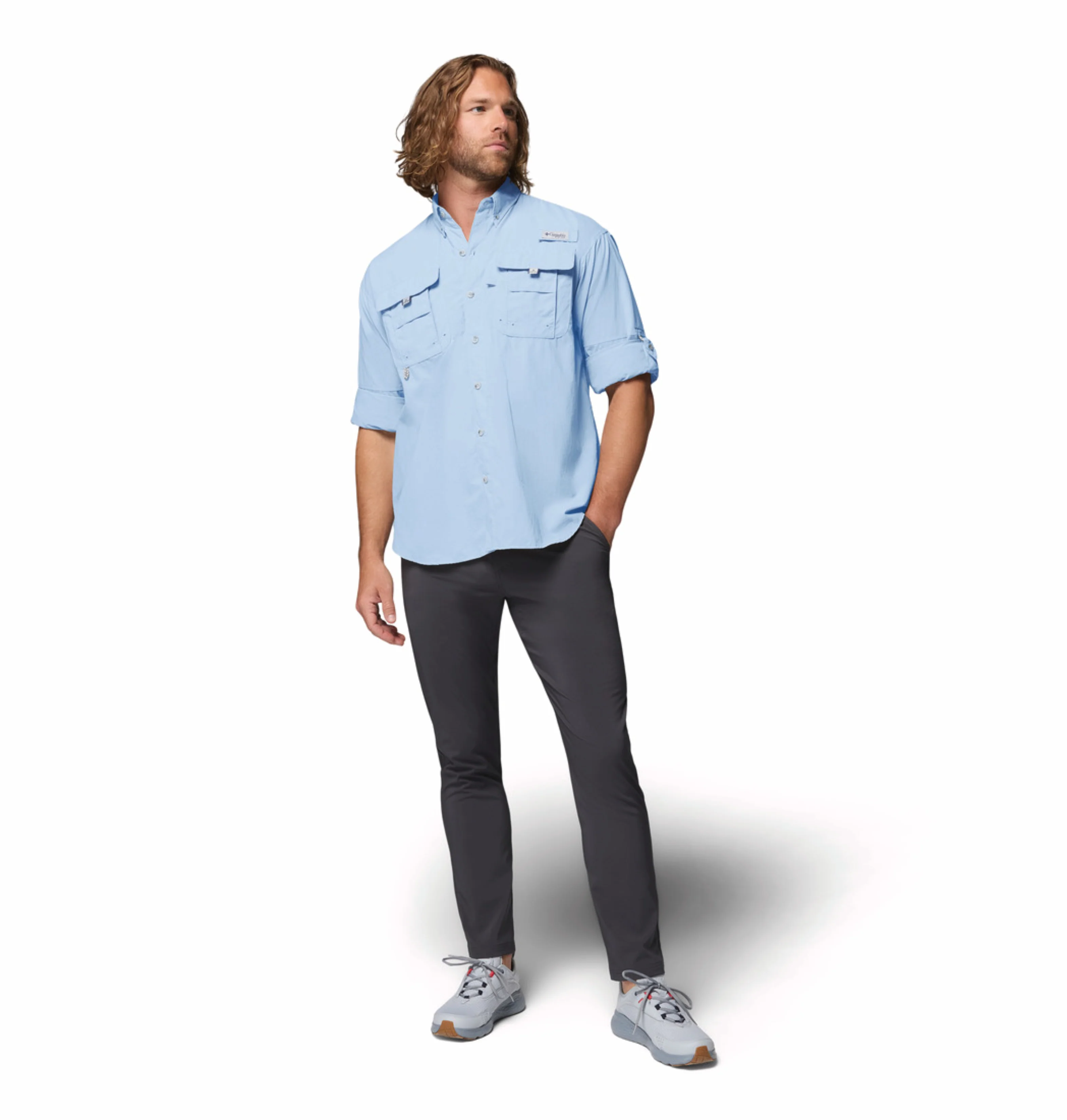 Columbia Men Blue Omni-Shade Bahama II Long Sleeve Shirt - Image 6