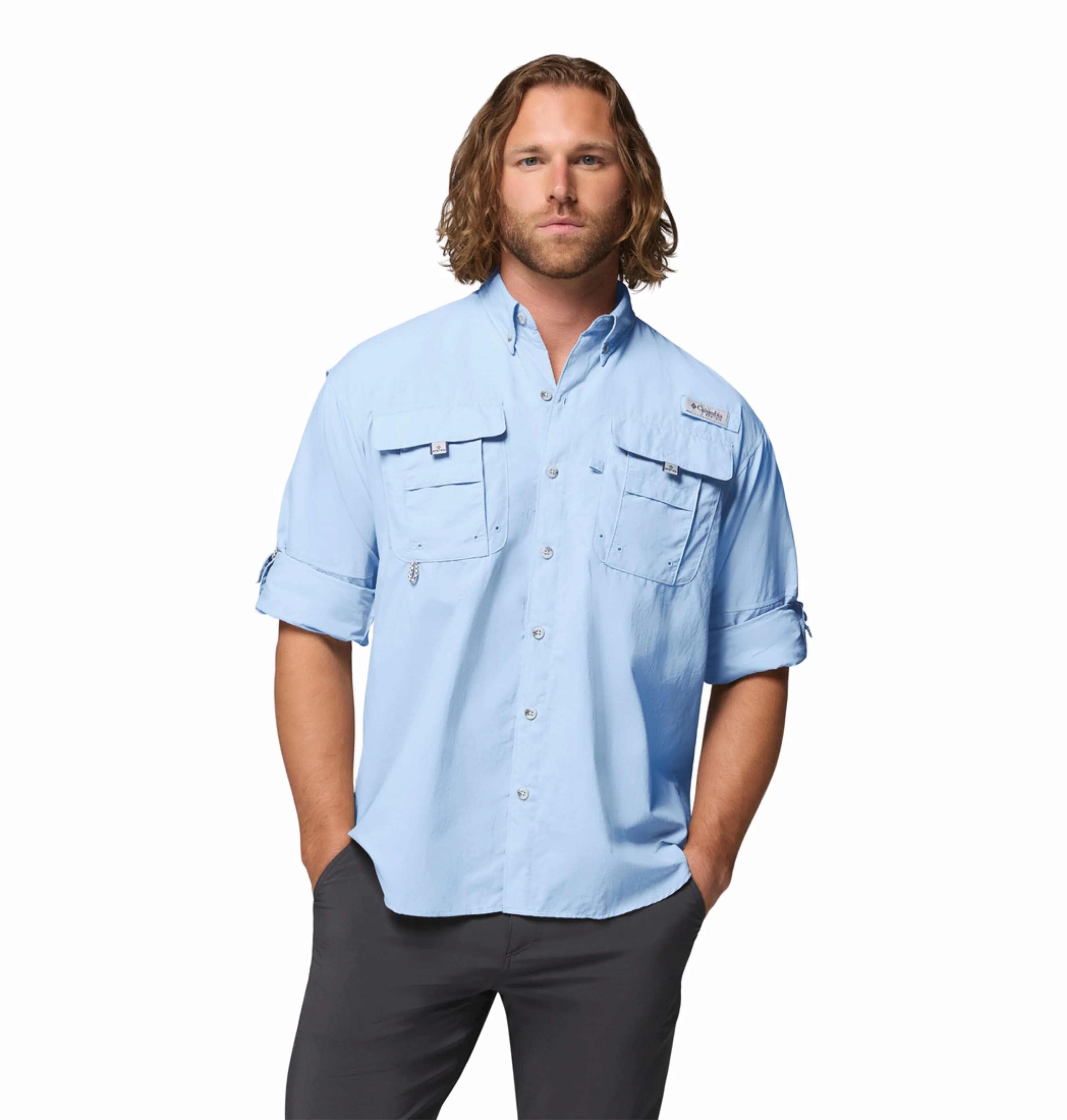 Columbia Men Blue Omni-Shade Bahama II Long Sleeve Shirt - Image 7