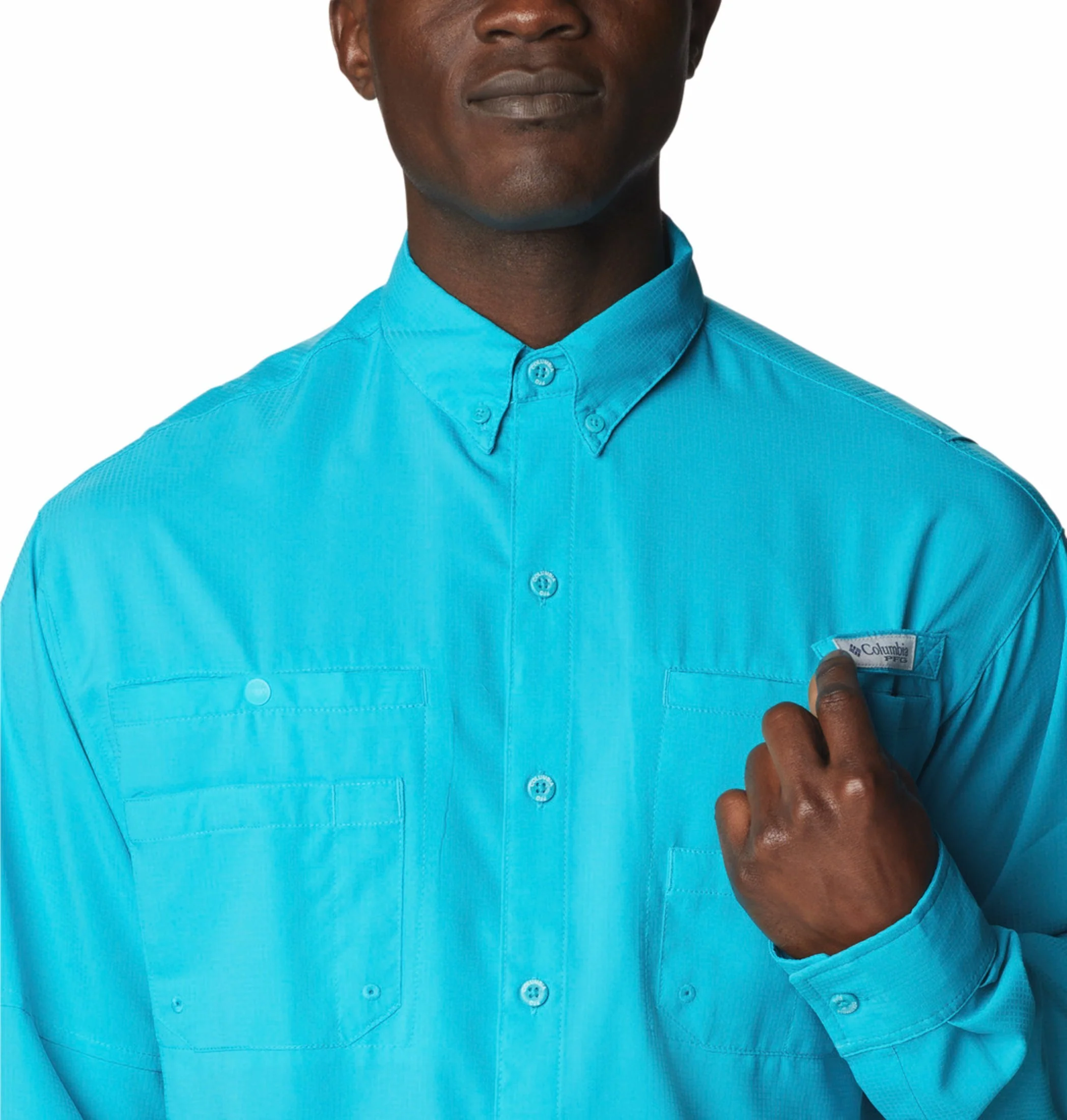 Columbia Men Blue Omni-Shade Tamiami II Long Sleeve Shirt - Image 6