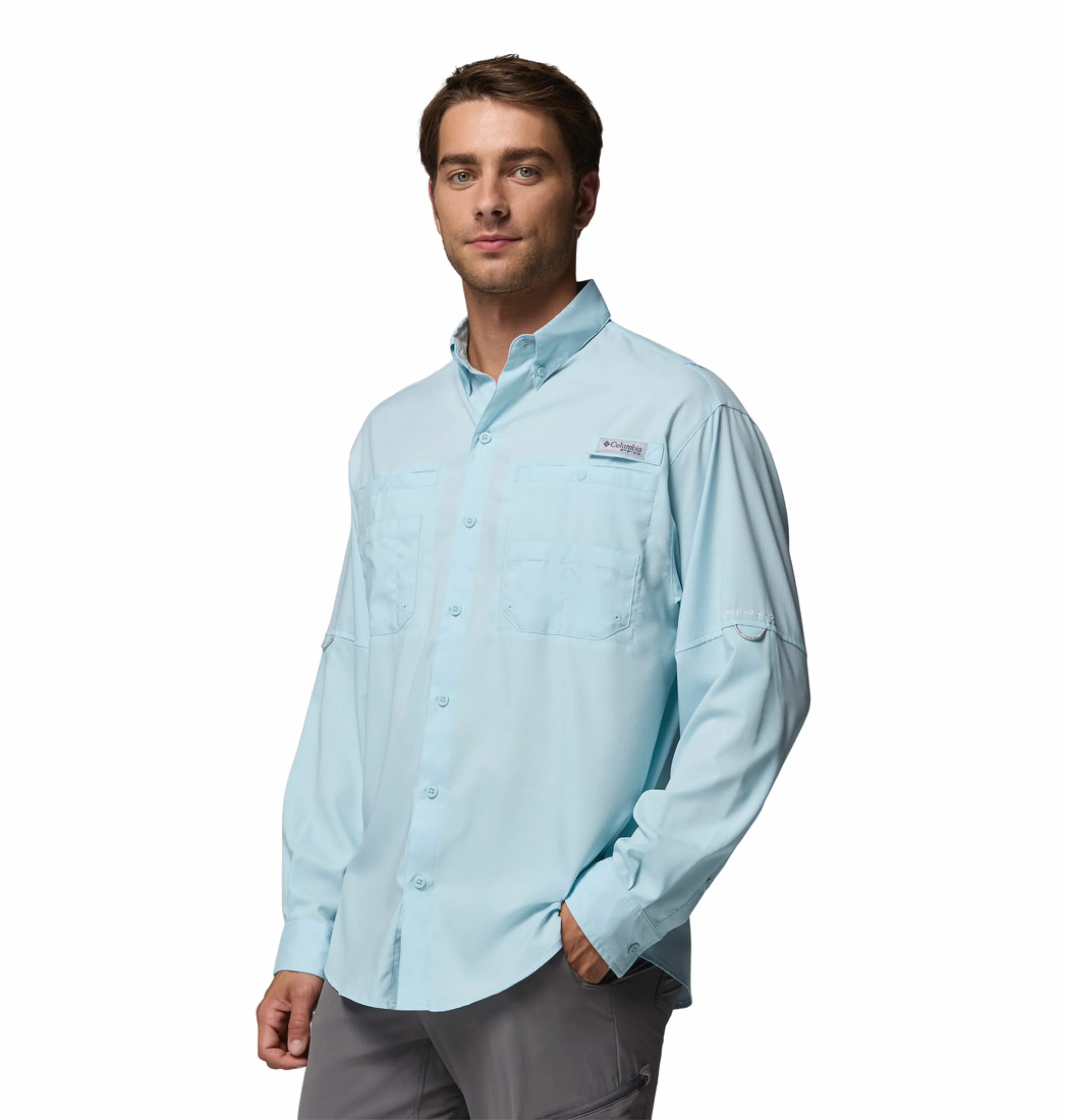 Columbia Men Blue Omni-Shade Tamiami II Long Sleeve Shirt - Image 5