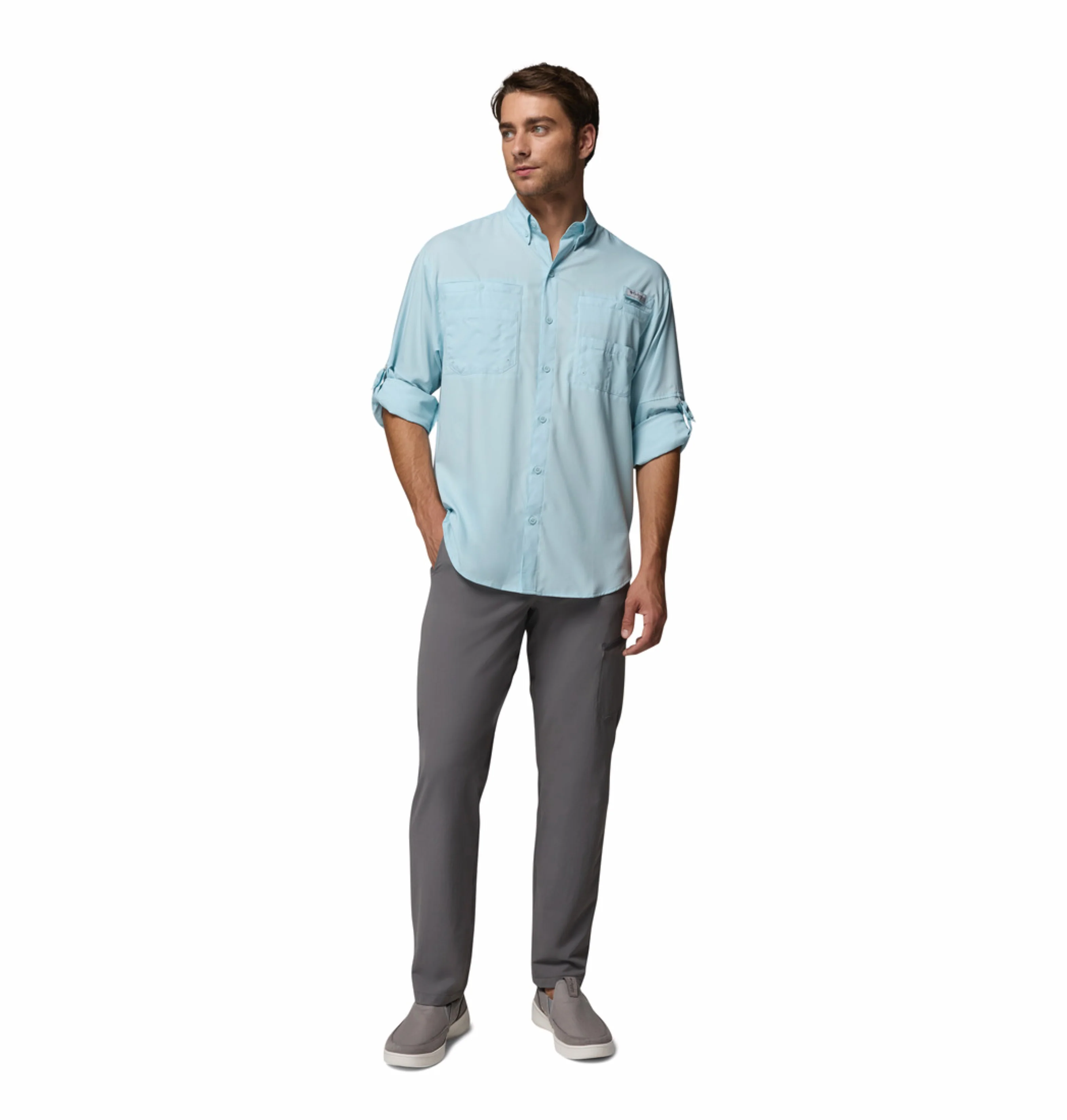 Columbia Men Blue Omni-Shade Tamiami II Long Sleeve Shirt - Image 6