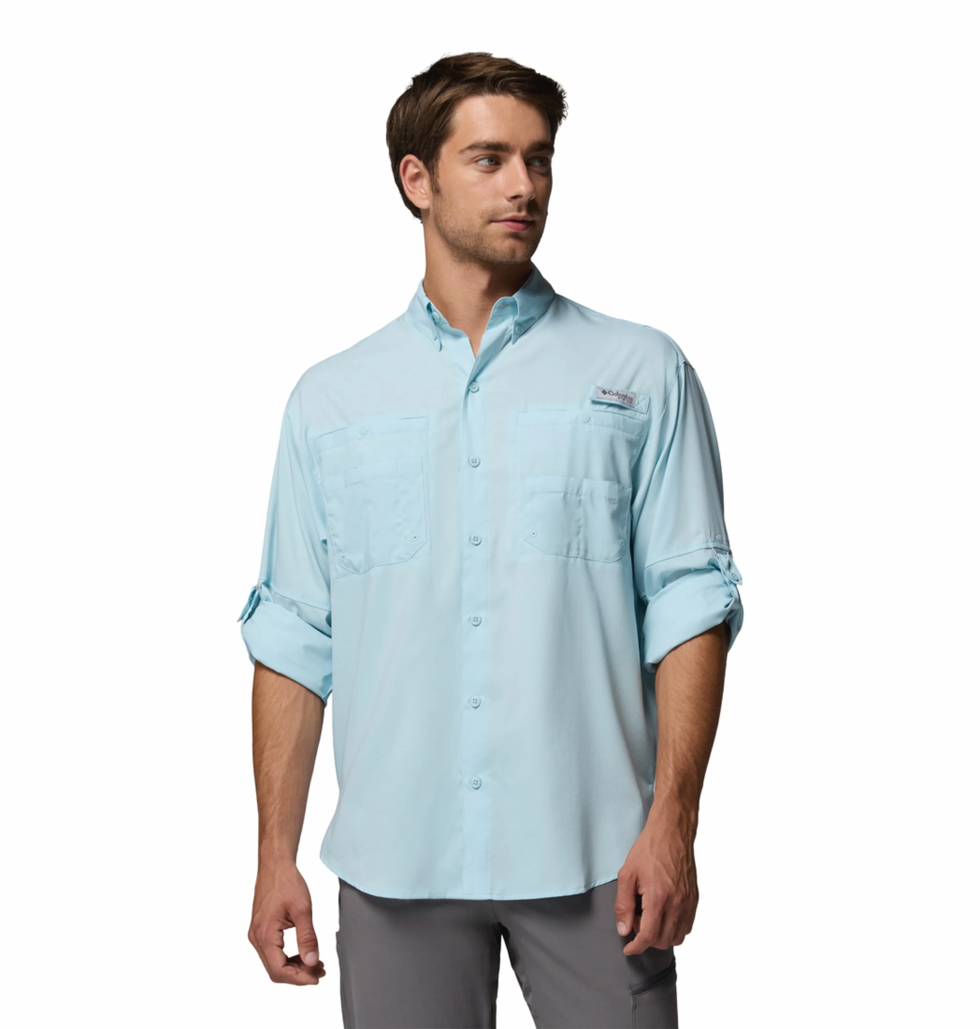 Columbia Men Blue Omni-Shade Tamiami II Long Sleeve Shirt - Image 7