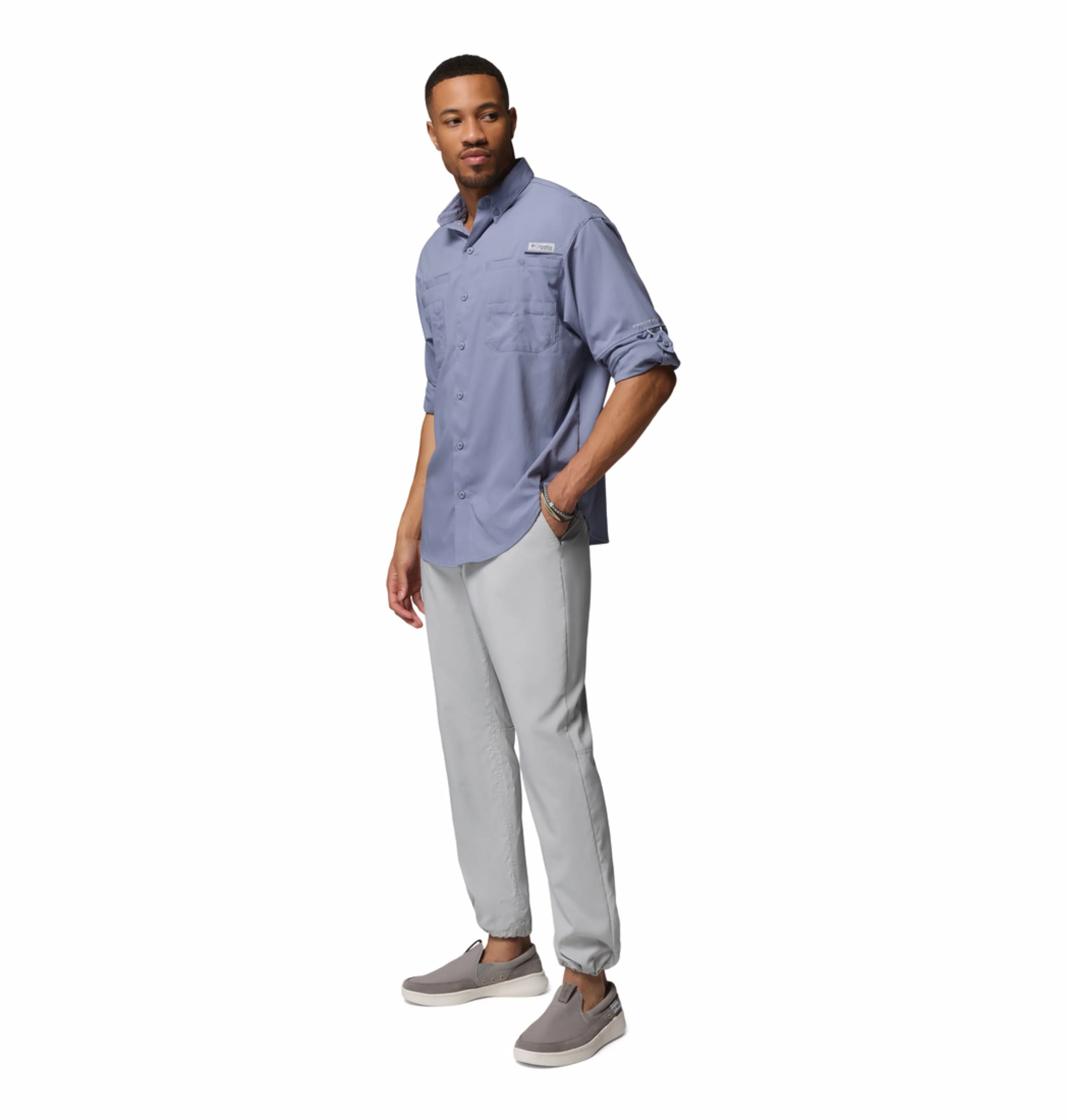 Columbia Men Blue Omni-Shade Tamiami II Long Sleeve Shirt - Image 6