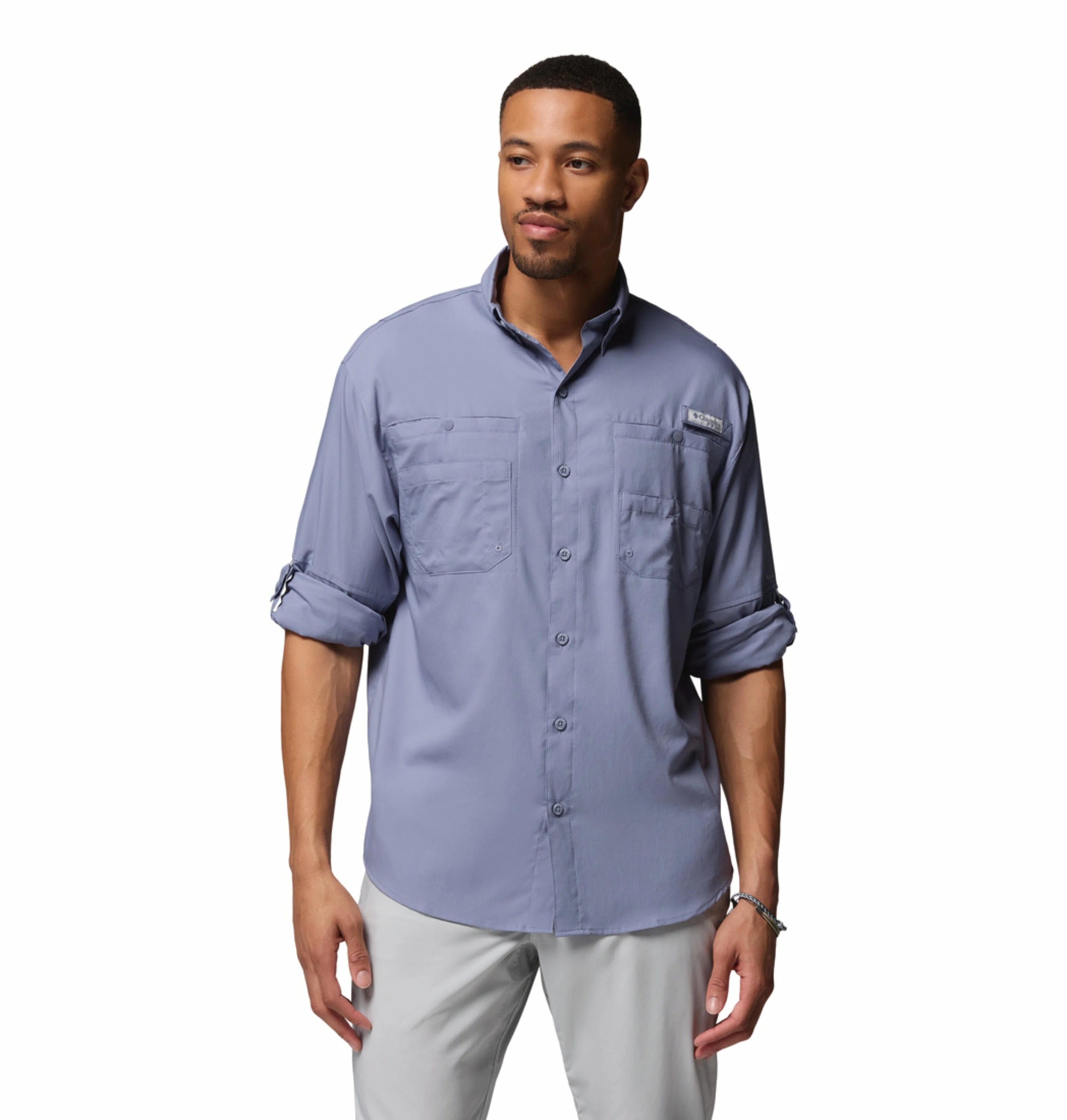 Columbia Men Blue Omni-Shade Tamiami II Long Sleeve Shirt - Image 7