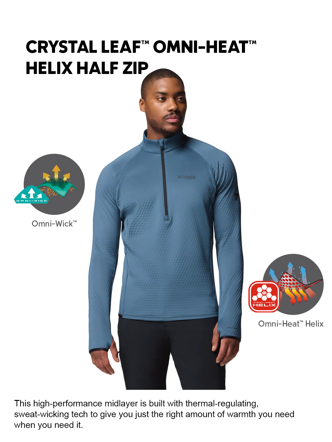 Columbia Men Blue OmniHeat Helix Crystal Leaf Pullover - Image 2