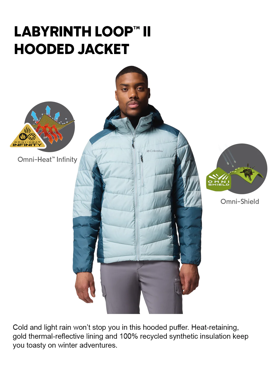 Columbia Men Blue OmniHeat Infinity Labyrinth Loop II Down Jacket - Image 2