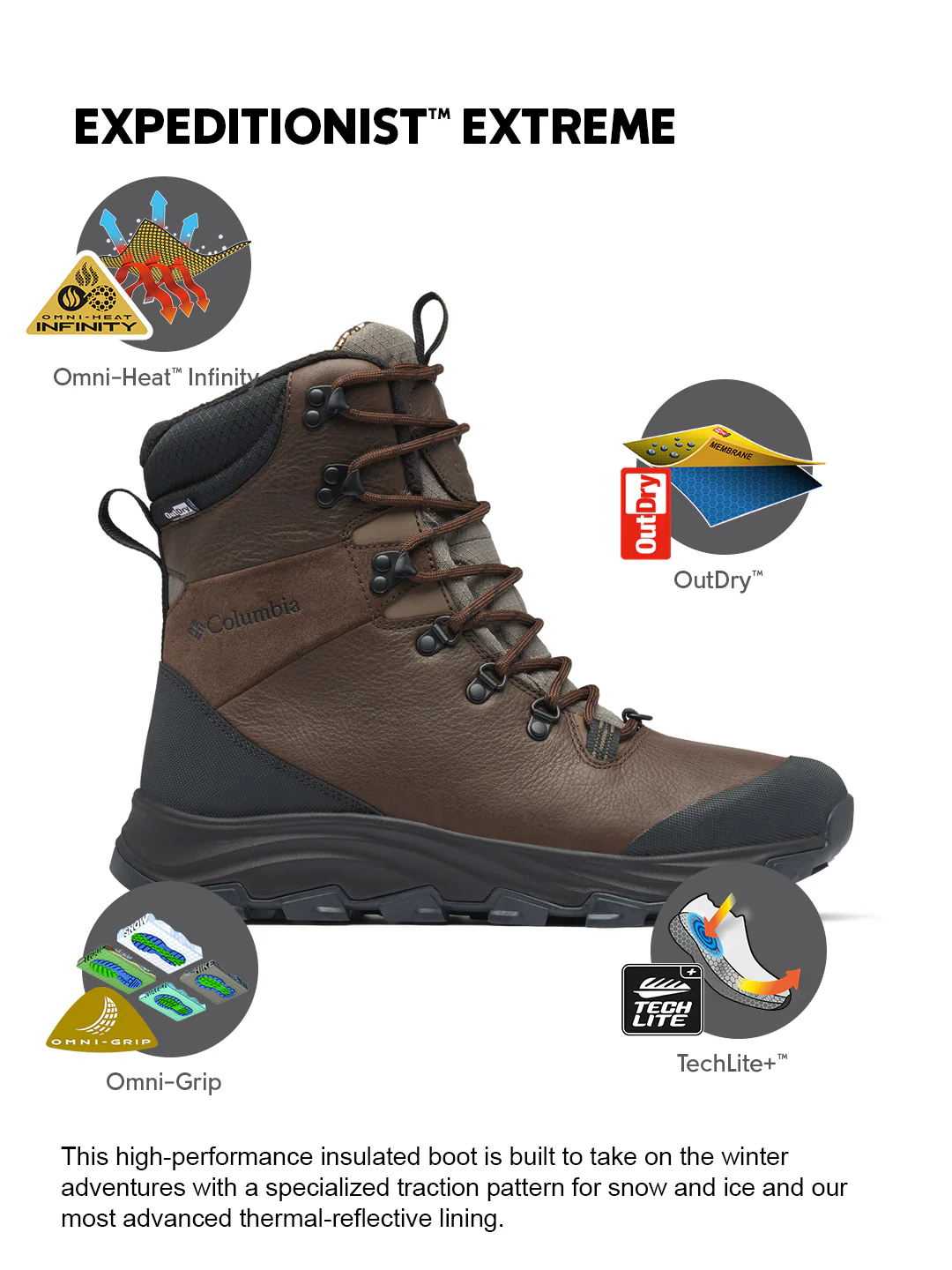 Columbia Men Brown Omnigrip ice Expeditionist Extreme Waterproof Snow Sports Boots - Image 2