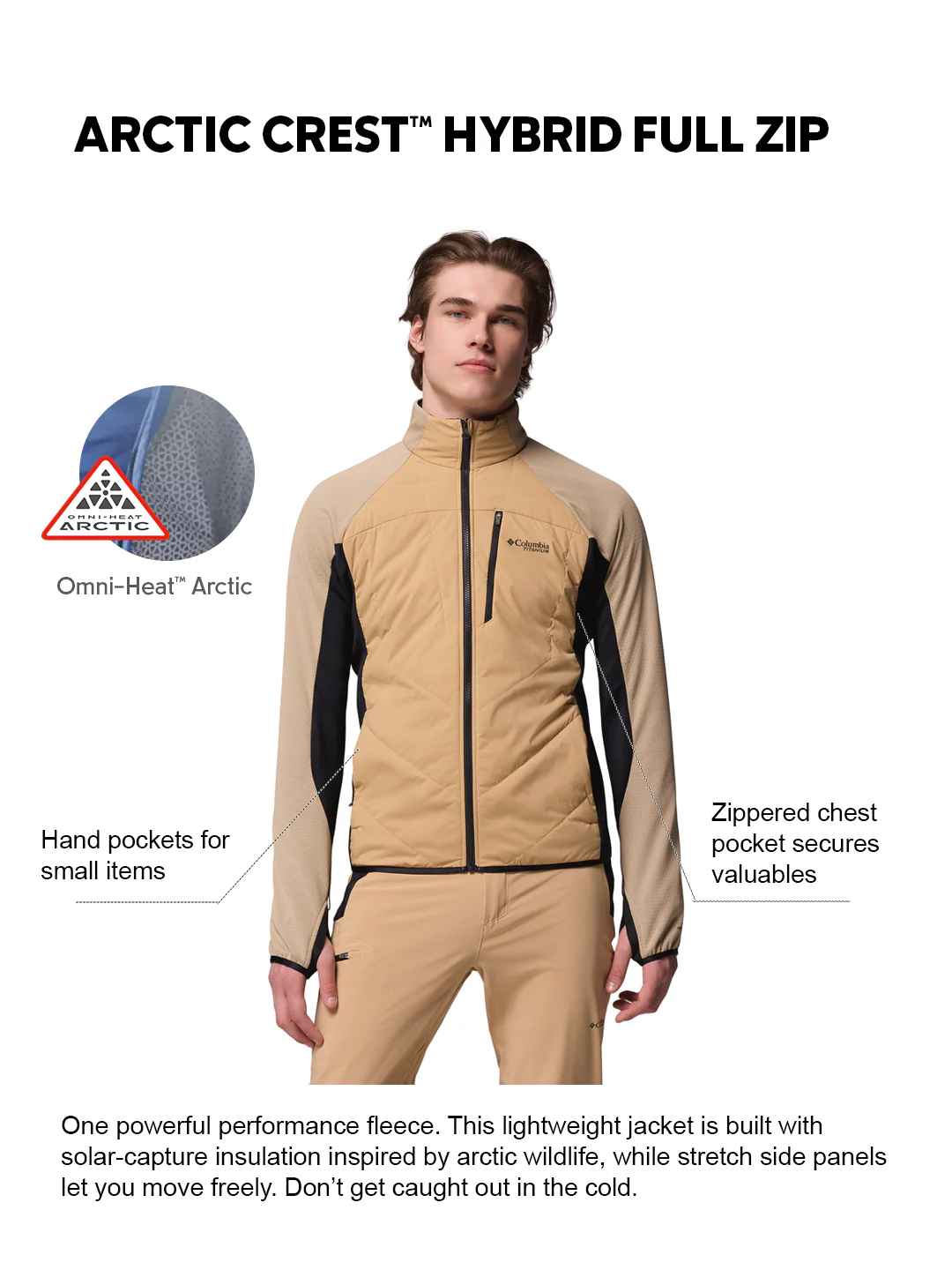 Columbia Men Brown OmniHeat Arctic Hybrid Fleece Jacket - Image 2