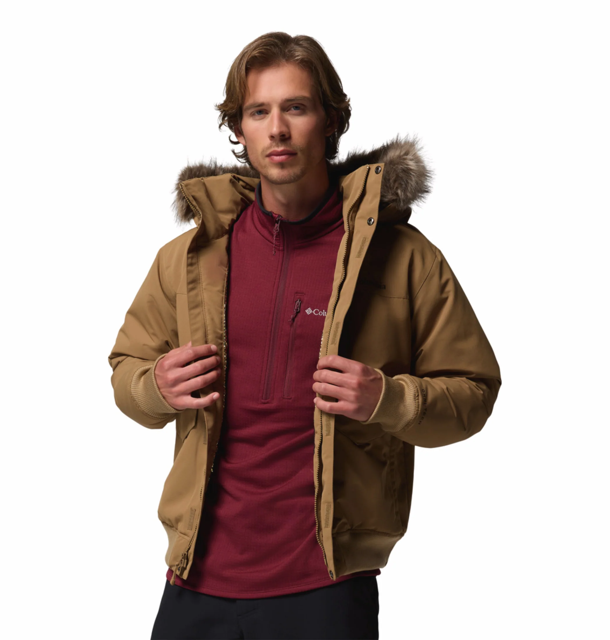 Columbia Men Brown OmniHeat Infinity Cape Ridge Bomber Down Jacket - Image 7