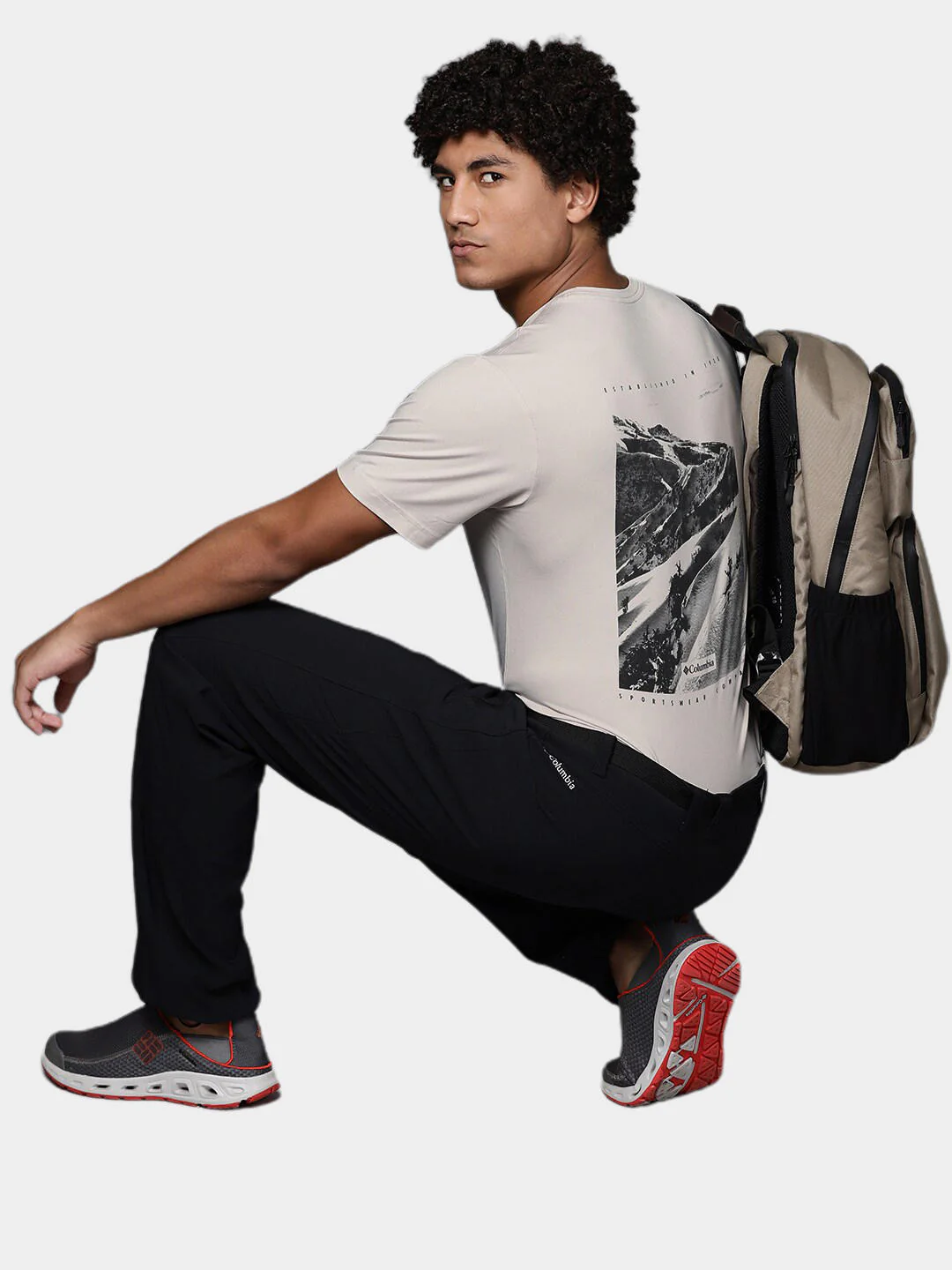 Columbia Men Brown Tech Trail Graphic Tee (Sun Protection) - Image 7