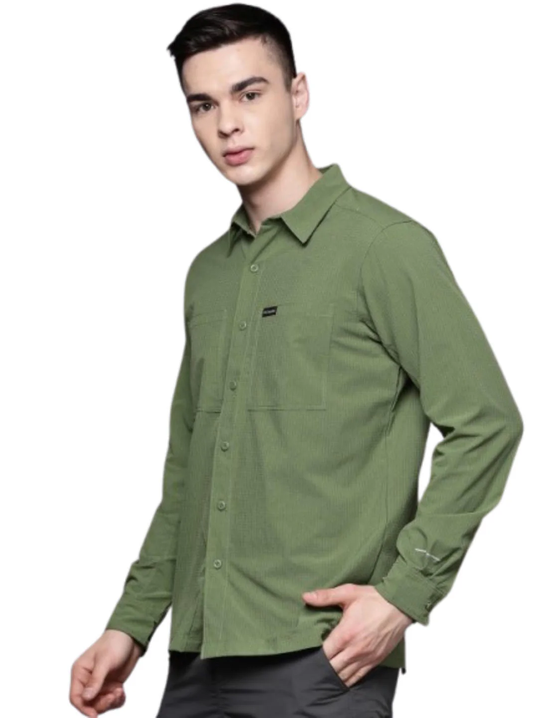 Columbia Men Green Black Mesa LW LS Shirt - Image 3