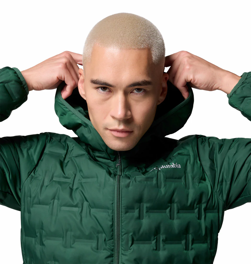 Columbia Men Green Delta Ridge II Down Hooded Jacket (Plus Size) - Image 7