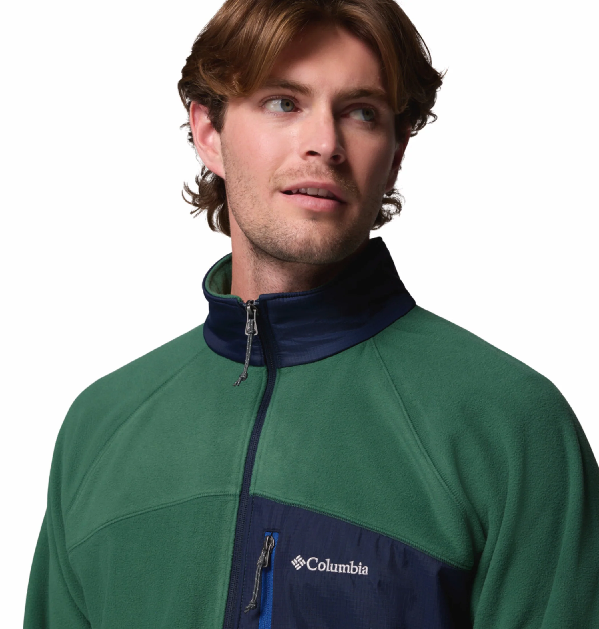 Columbia Men Green Fast Trek Overlay Fleece Jacket - Image 8