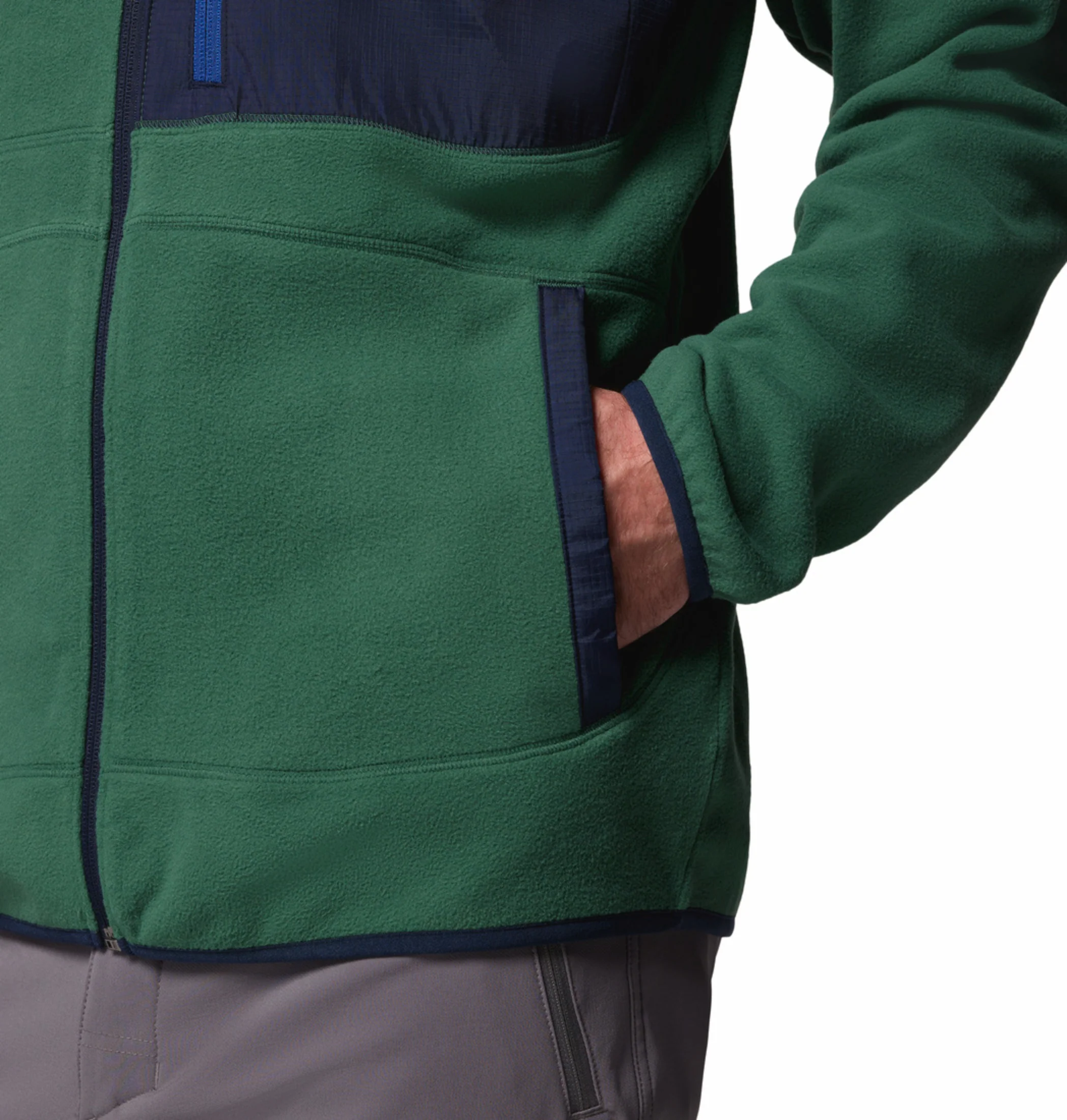 Columbia Men Green Fast Trek Overlay Fleece Jacket - Image 9