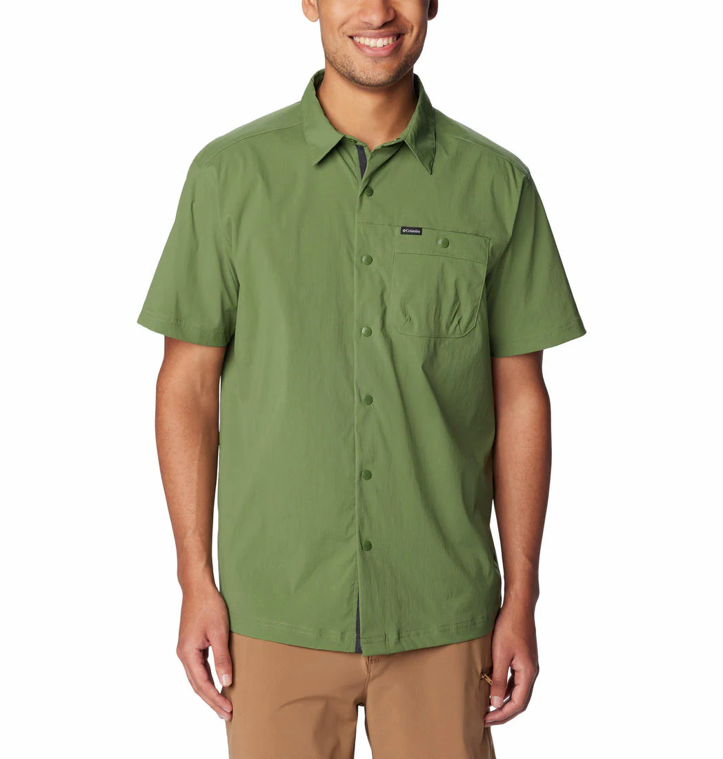 Columbia Men Green Landroamer Ripstop SS Shirt (Sun Protection)