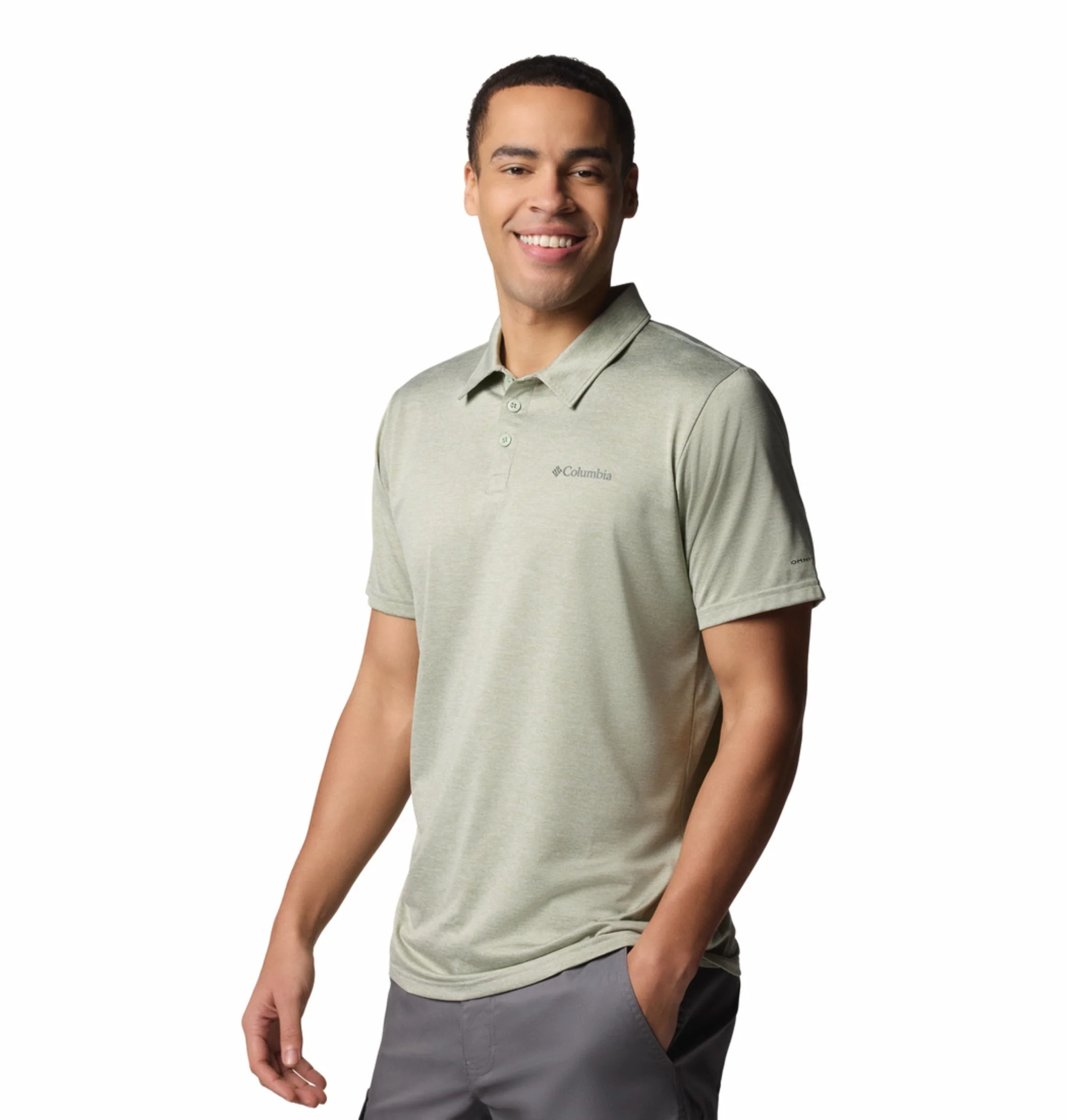 Columbia Men Green Omni-Wick Hike Polo Tshirt - Image 7