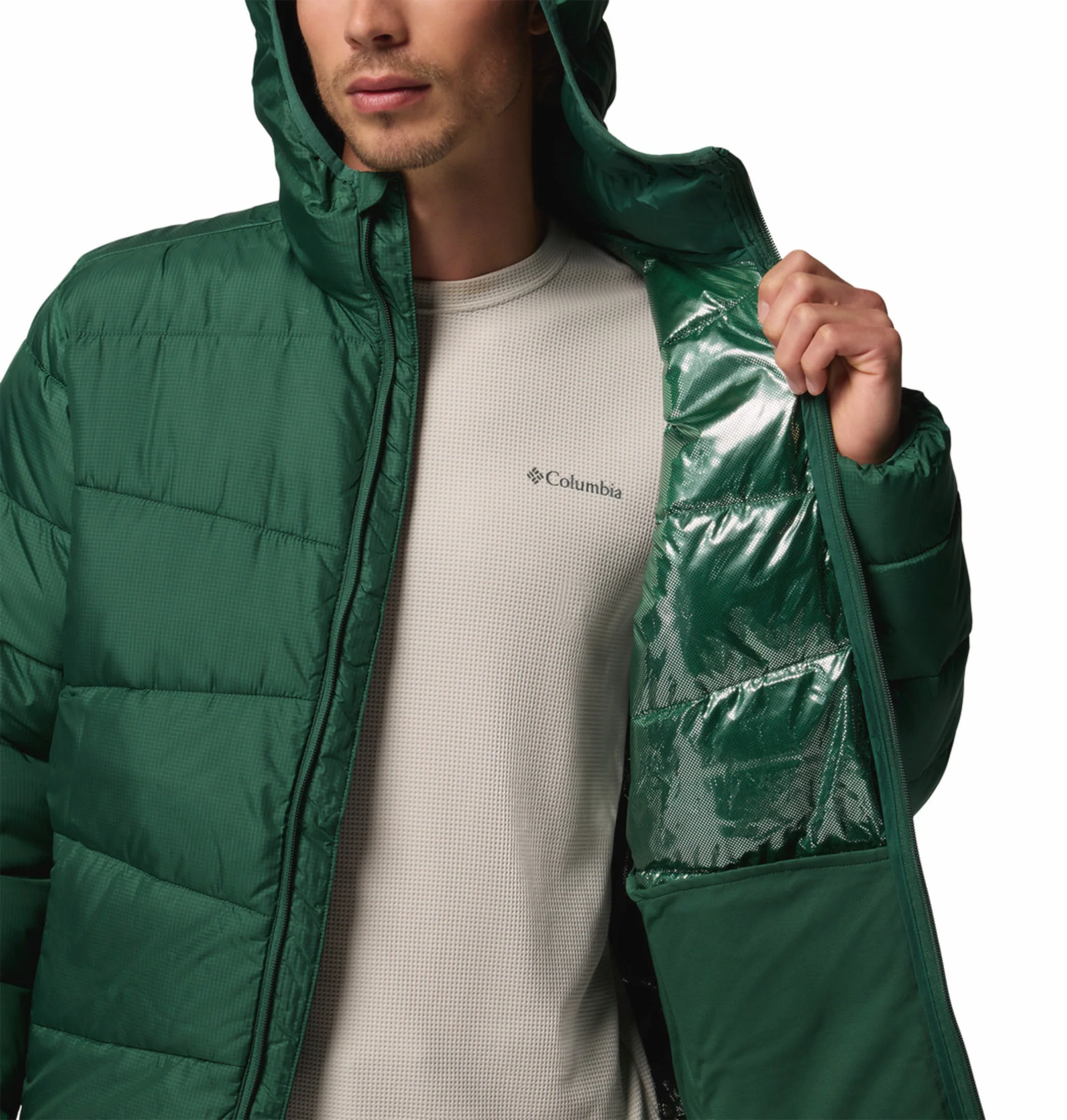Columbia Men Green OmniHeat Reflective Fivemile Butte II Down Jacket - Image 8